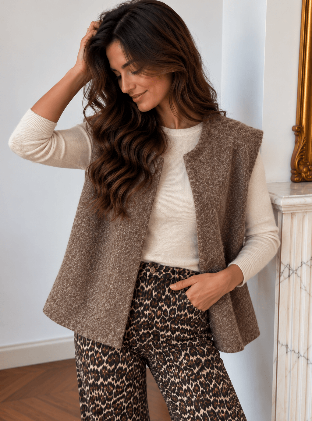 Gilet taupe sans manche - ALBA