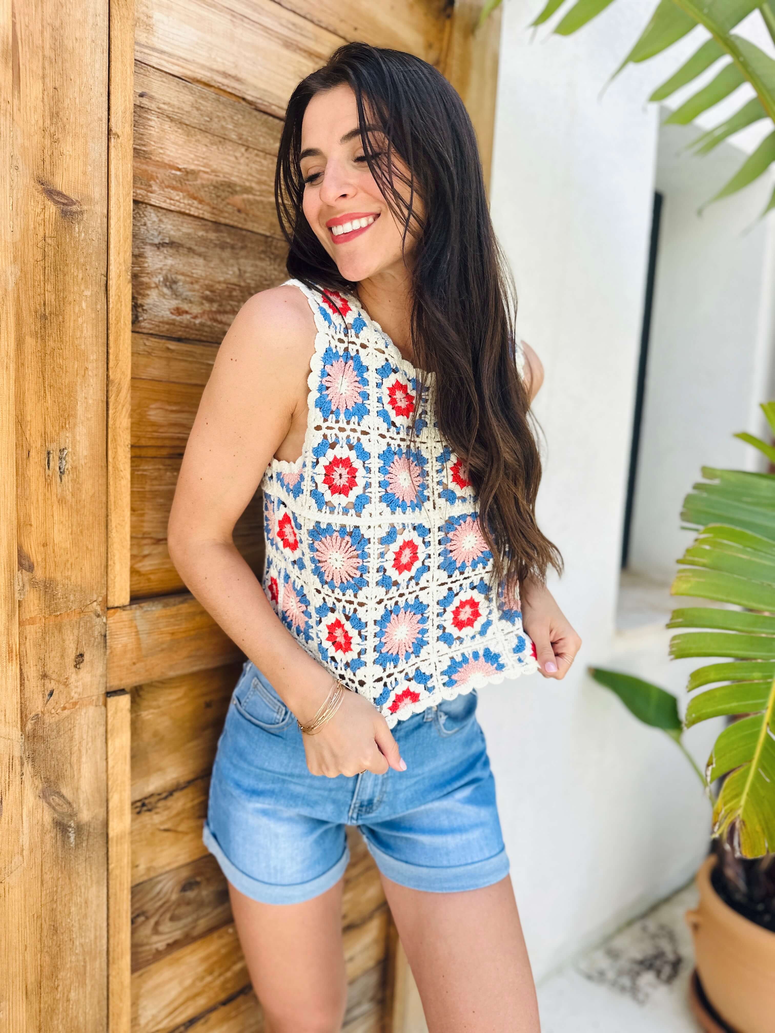 Haut en crochet bleu - MARGOT