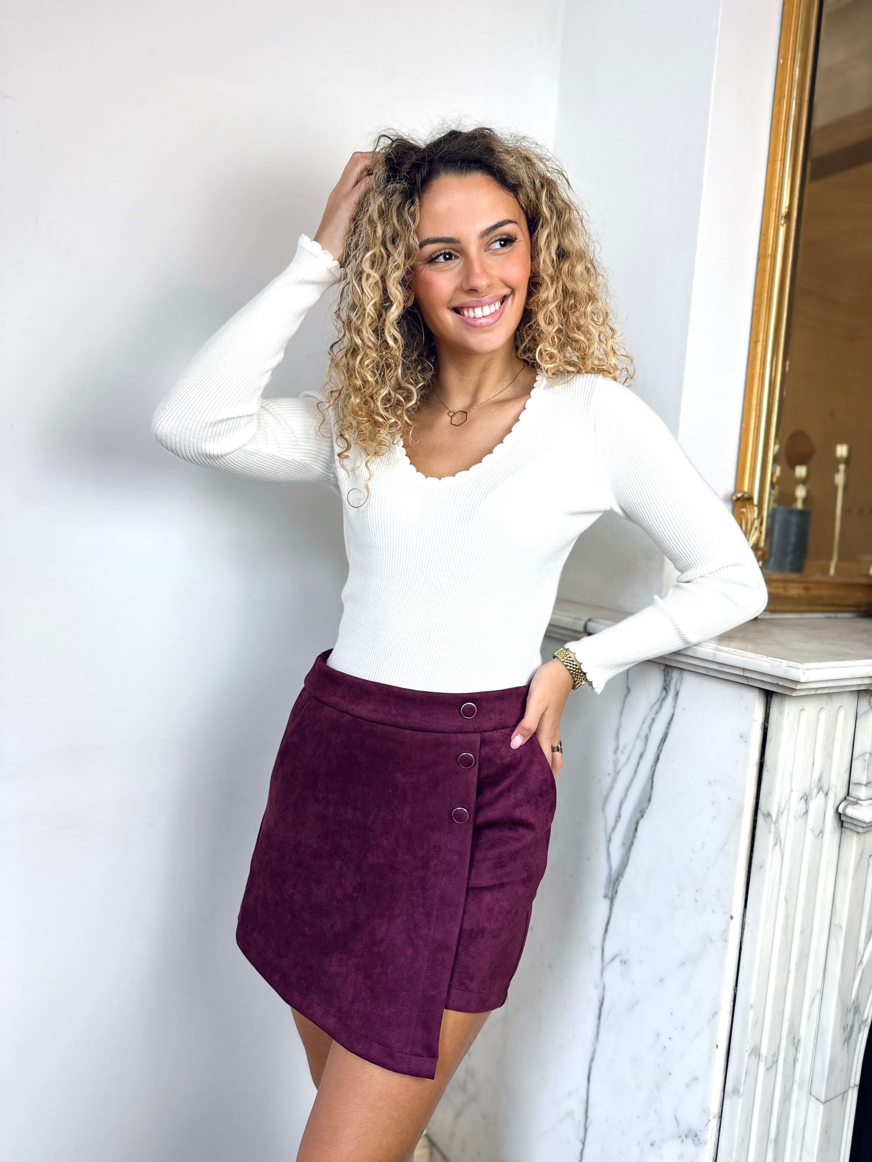 Jupe short bordeaux - ELISE