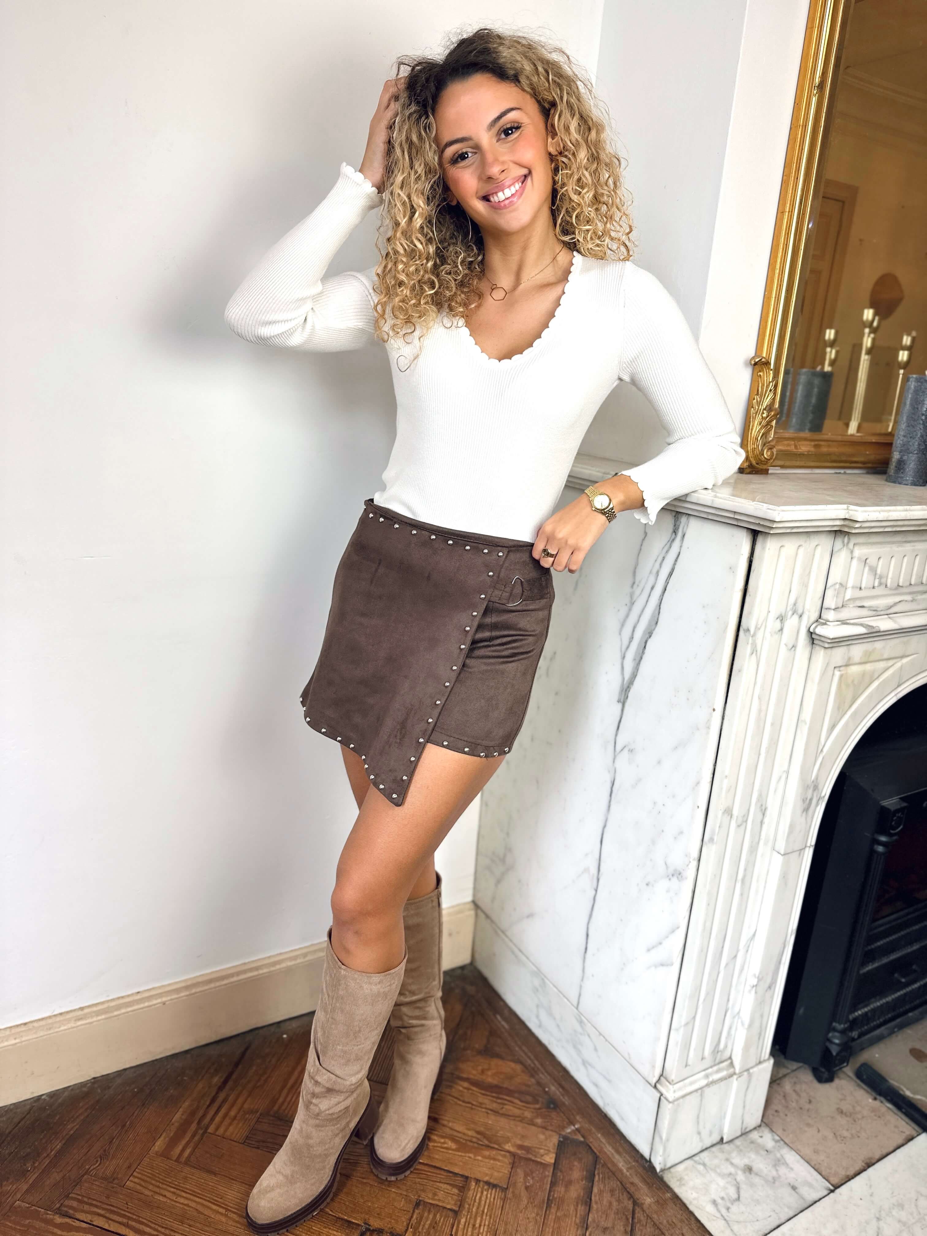 Jupe short chocolat - ELISA