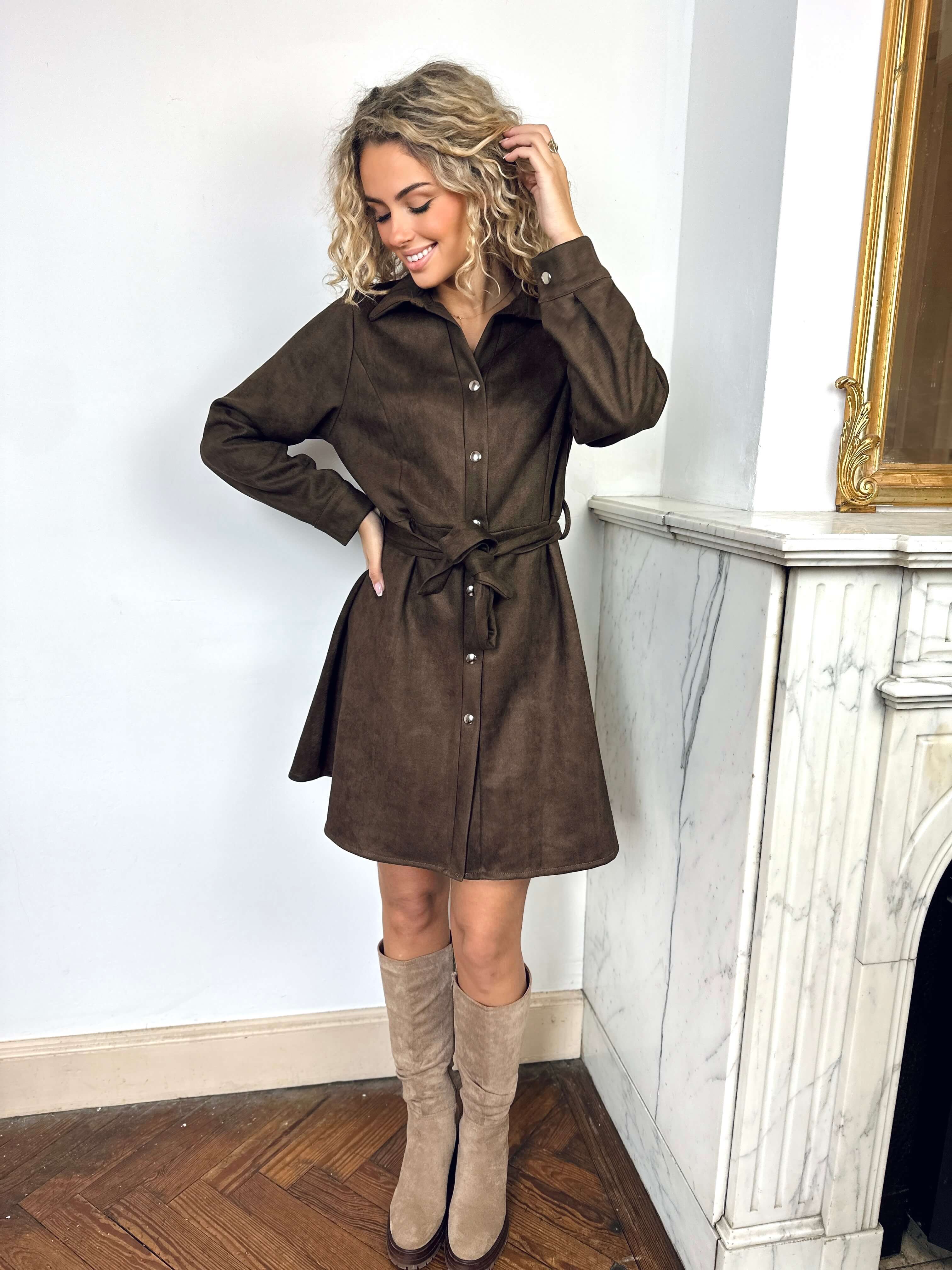 Robe chemise chocolat - LOLA