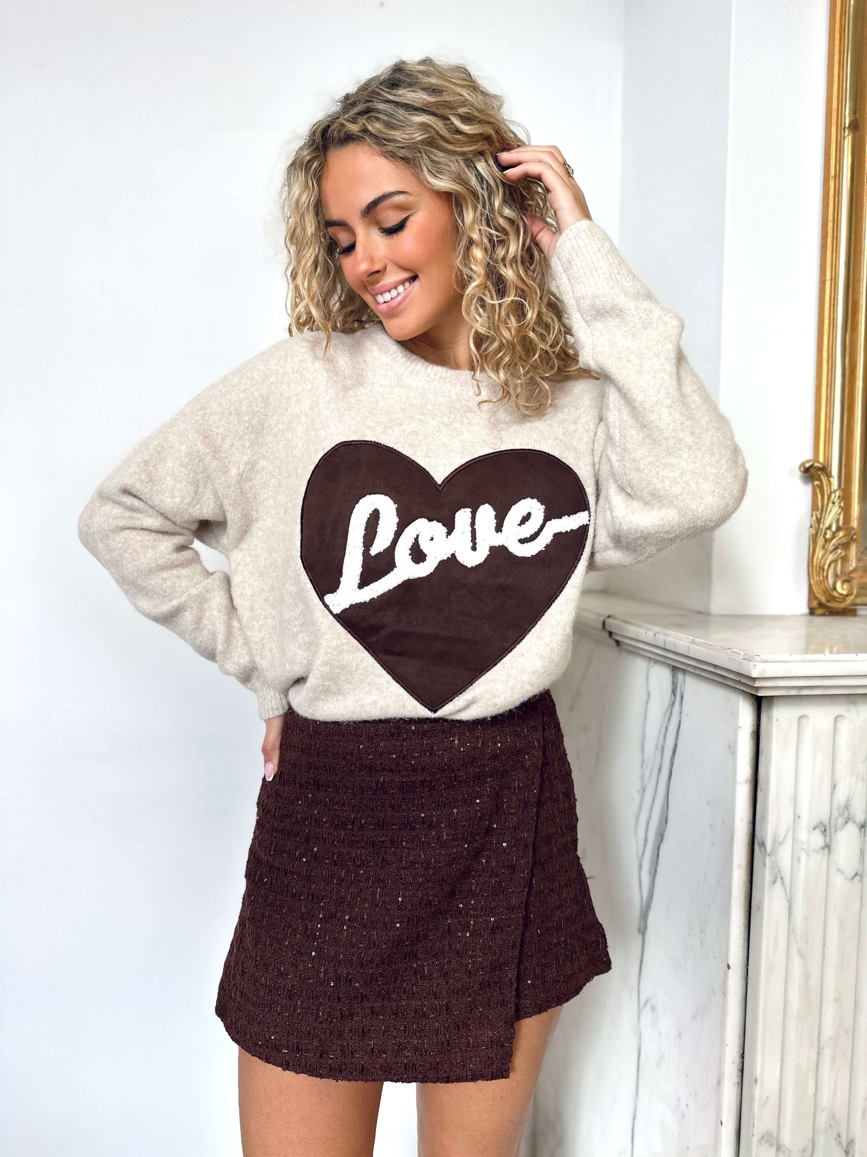 Pull beige & chocolat - LOVE