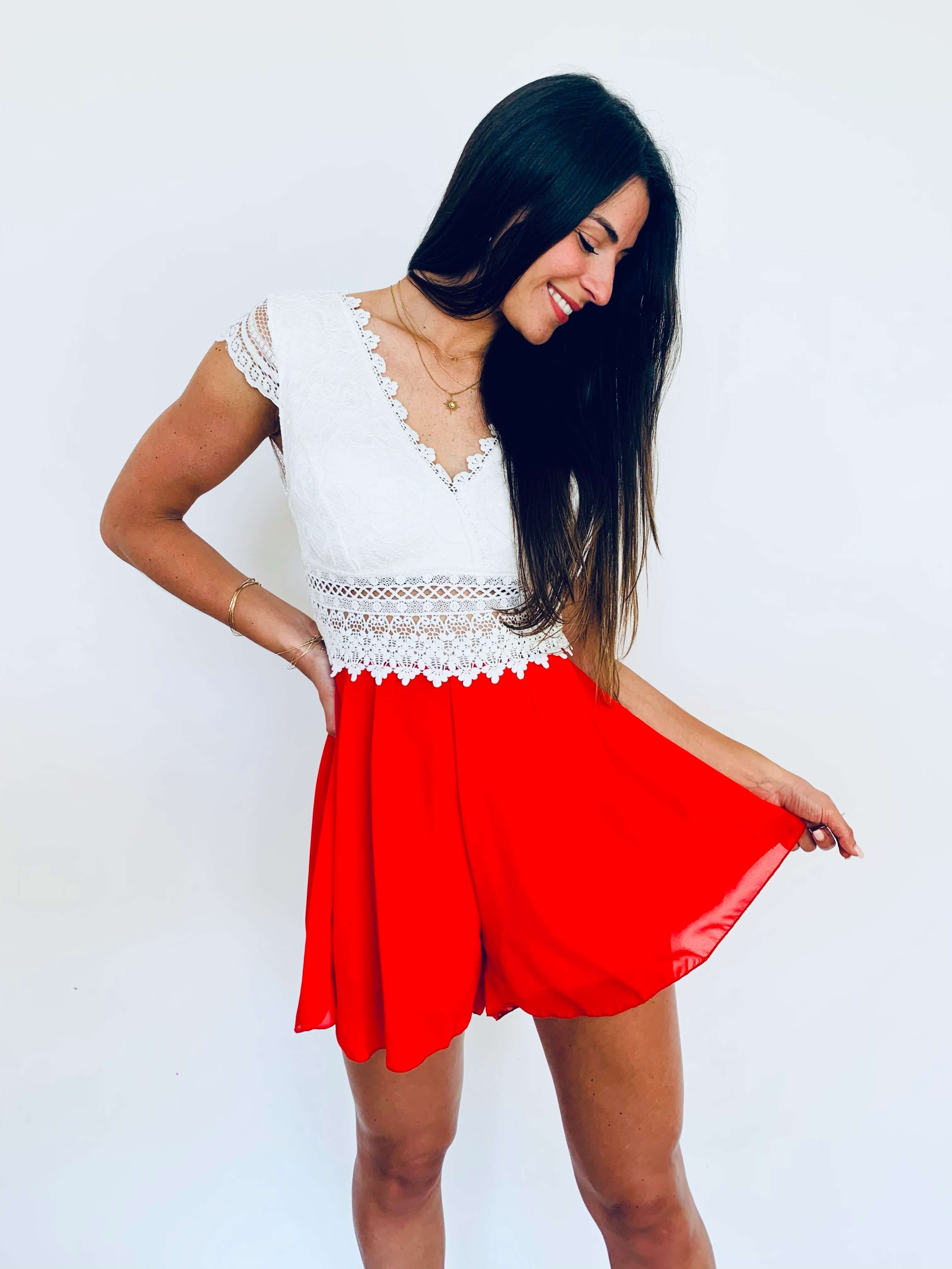 Combishort rouge - CLELIA