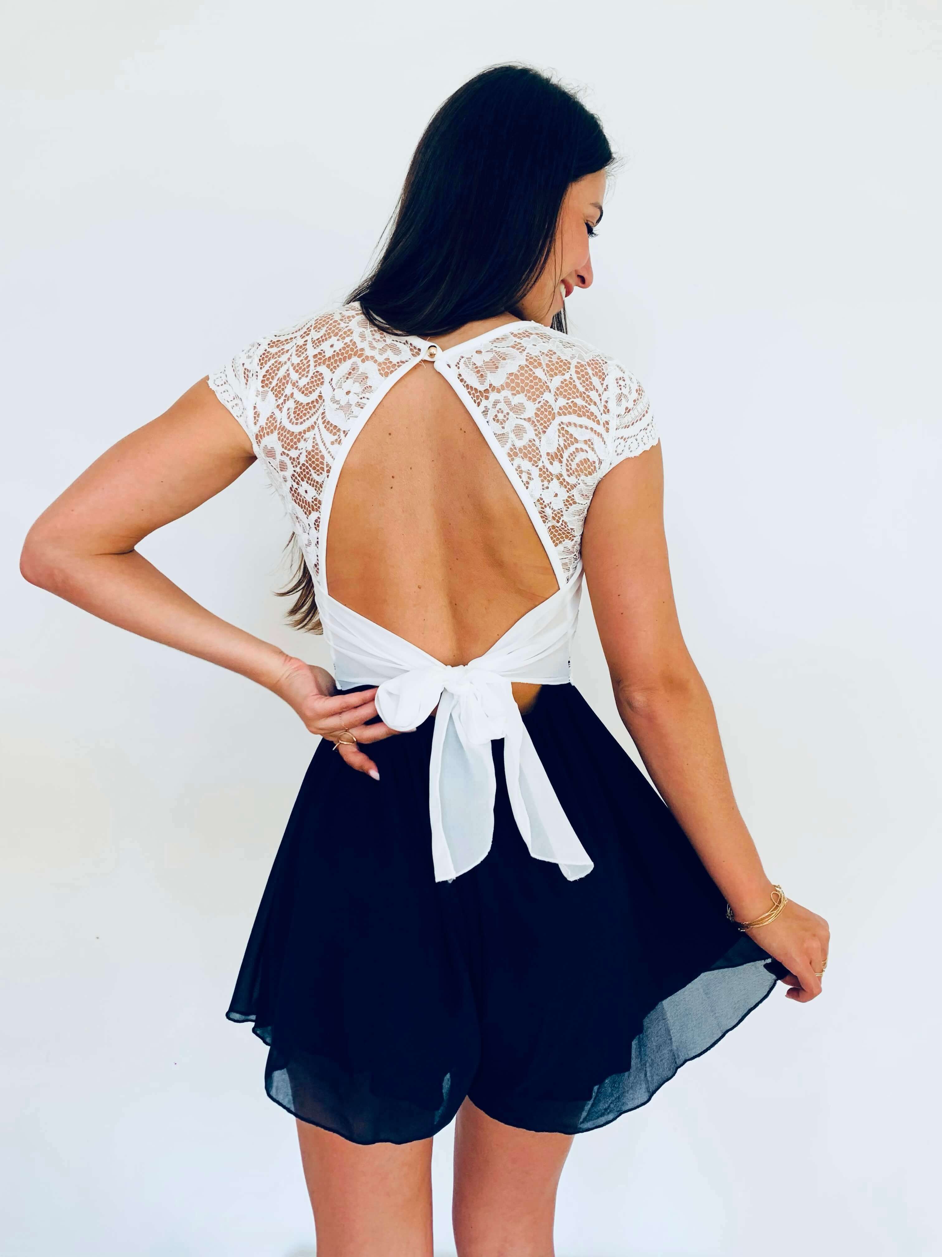 Combishort blanc et noir - CLELIA