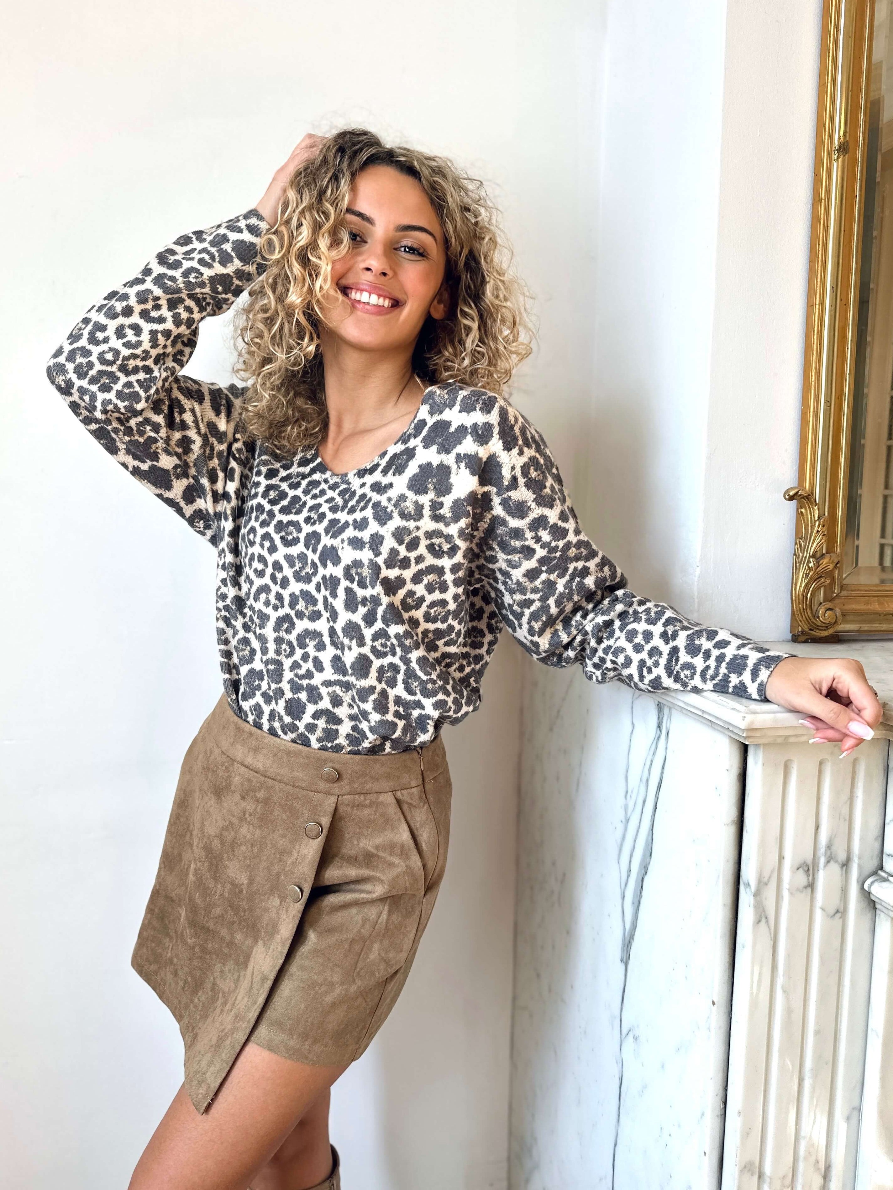 Jupe short taupe - SAVANA