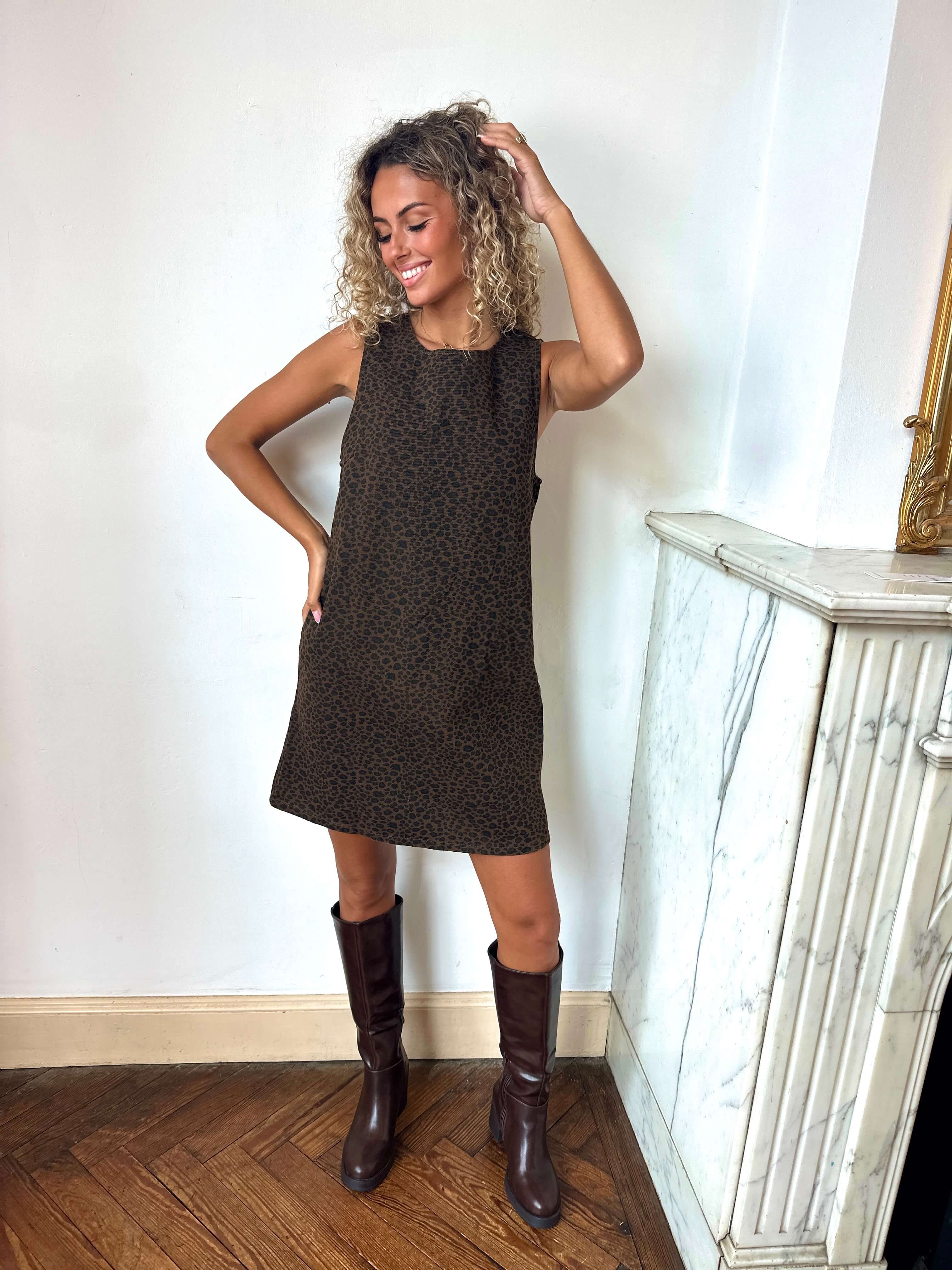 Robe chocolat léopard - ROMY