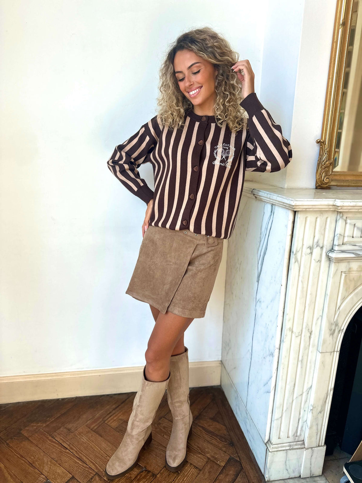 Gilet rayé chocolat - CAMILLE
