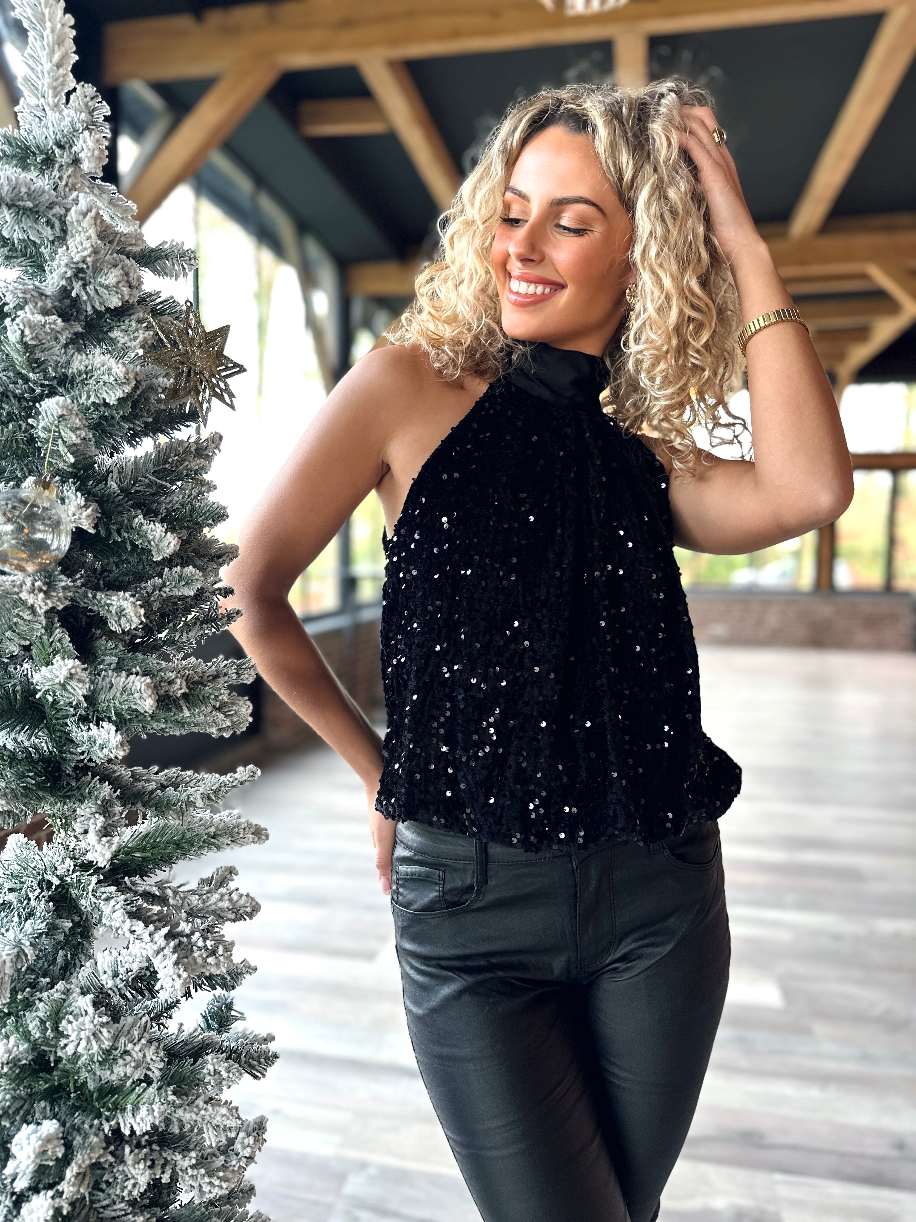 Top negro con lentejuelas - TINA