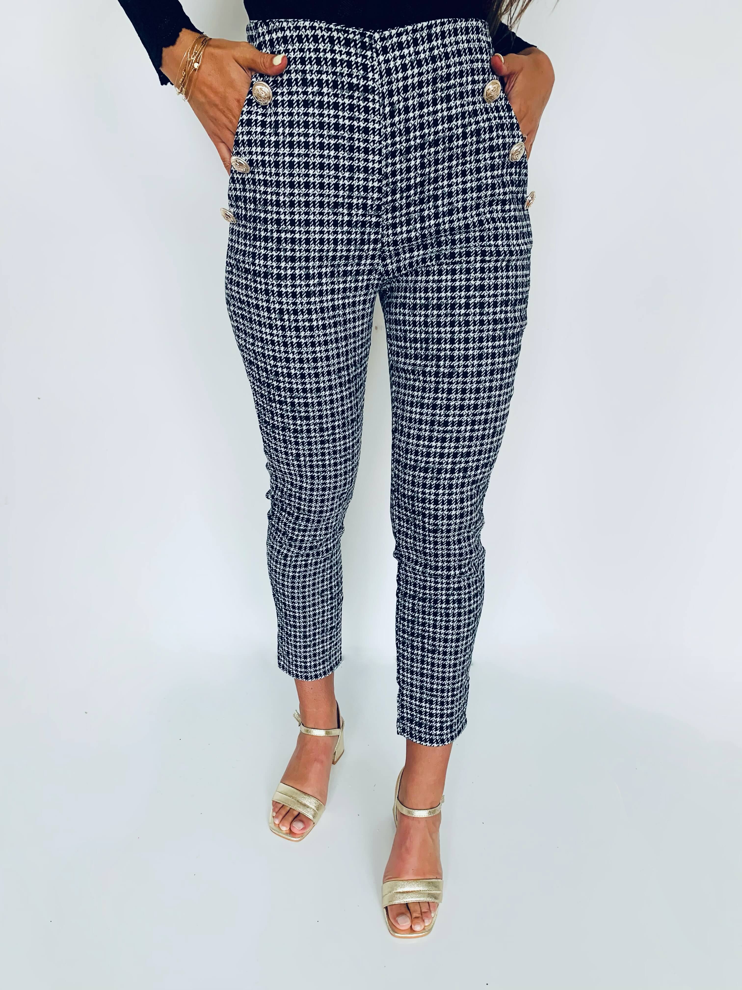 pantalon pied de poule femme