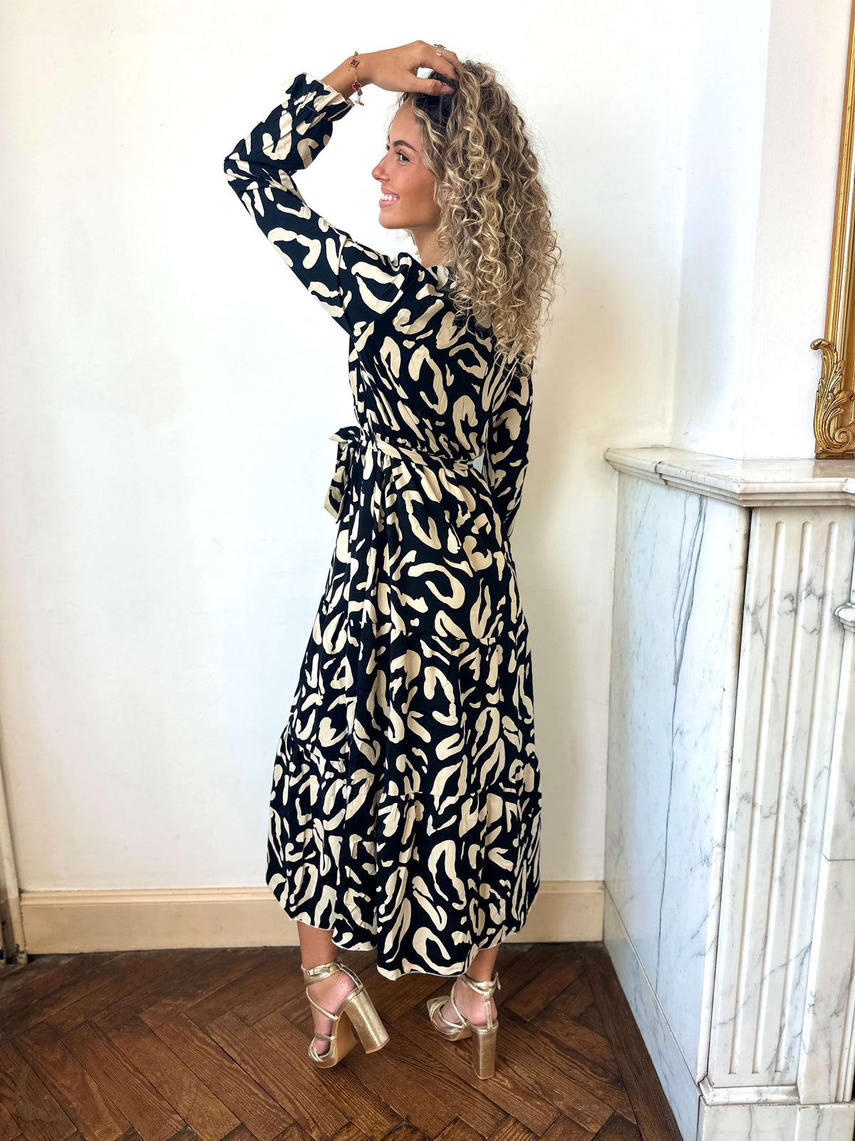 Robe longue noir & beige - SIENNA