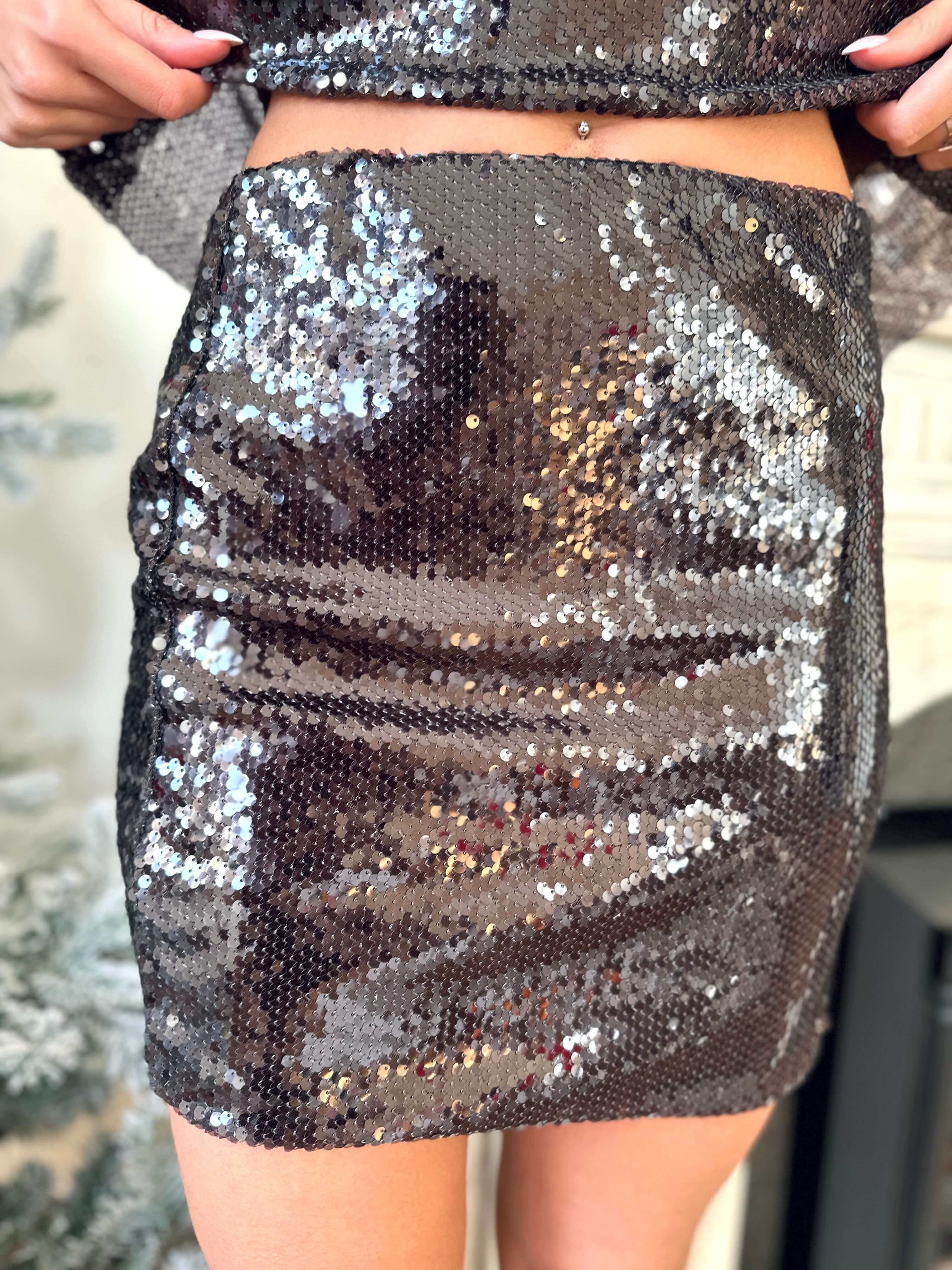 Falda con lentejuelas chocolate - IVY
