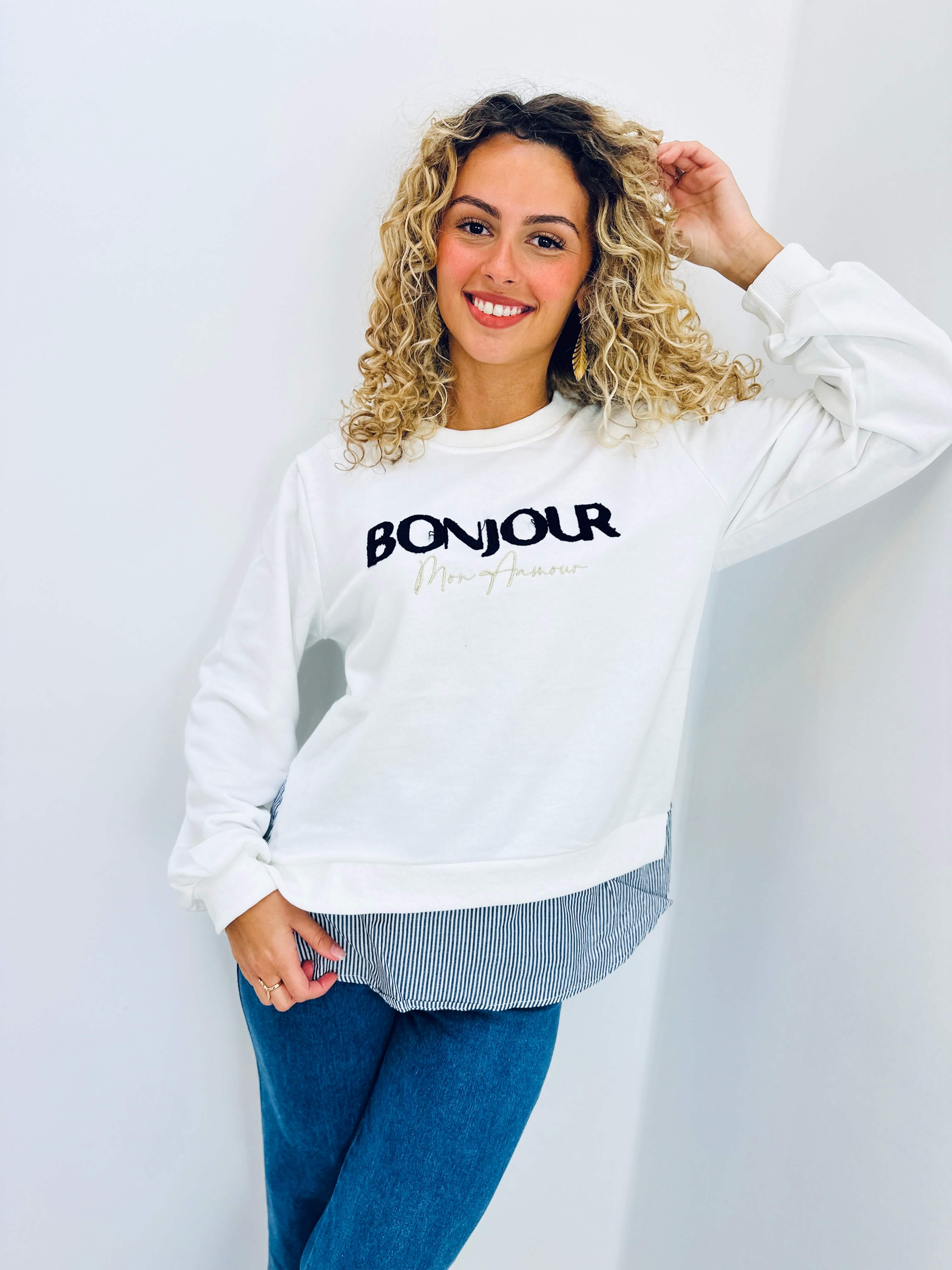 Pull blanc - BONJOUR MON AMOUR