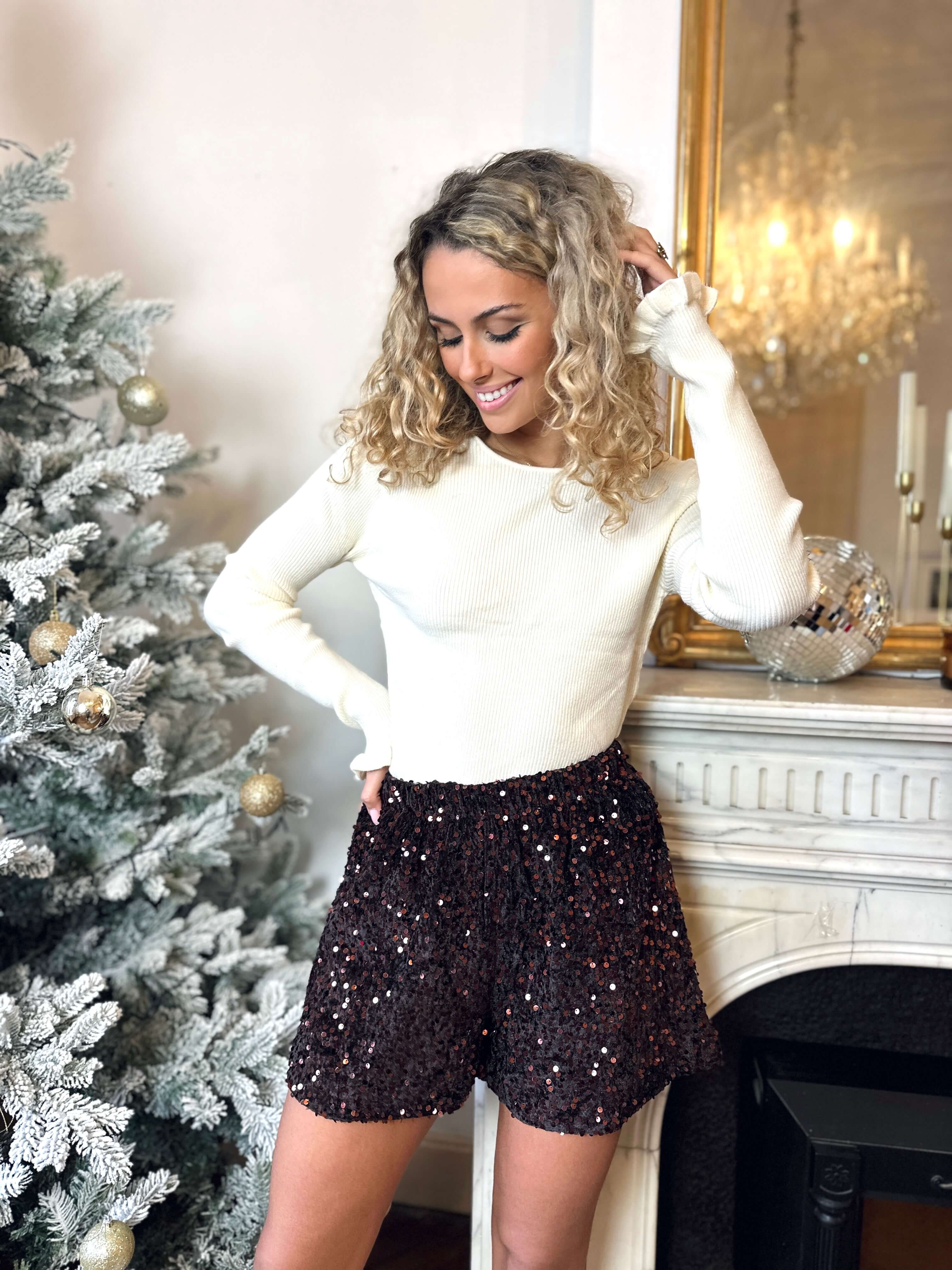 Short chocolat à sequin - CAM