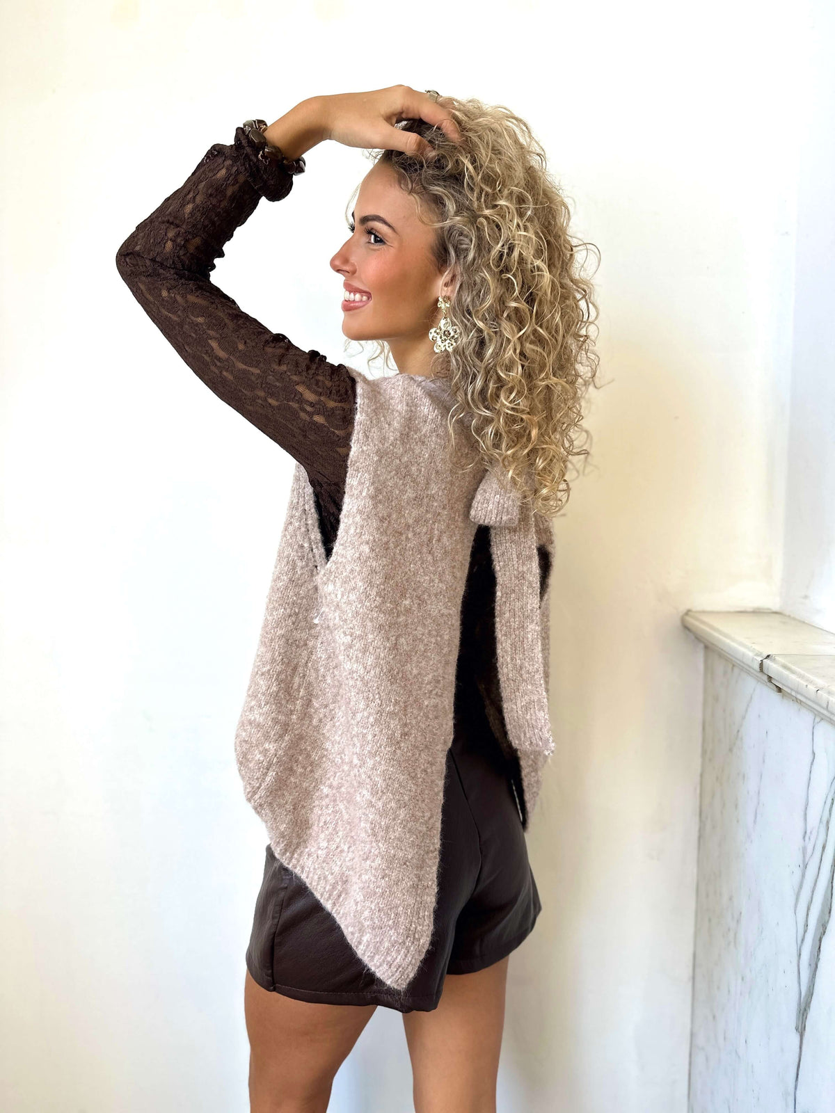 Gilet sans manche taupe - ELEONORE