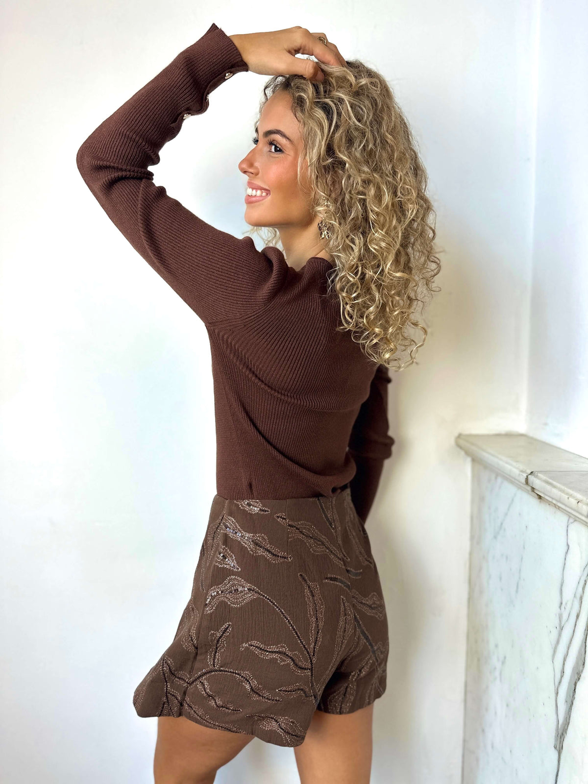 Jupe short chocolat - ELISA