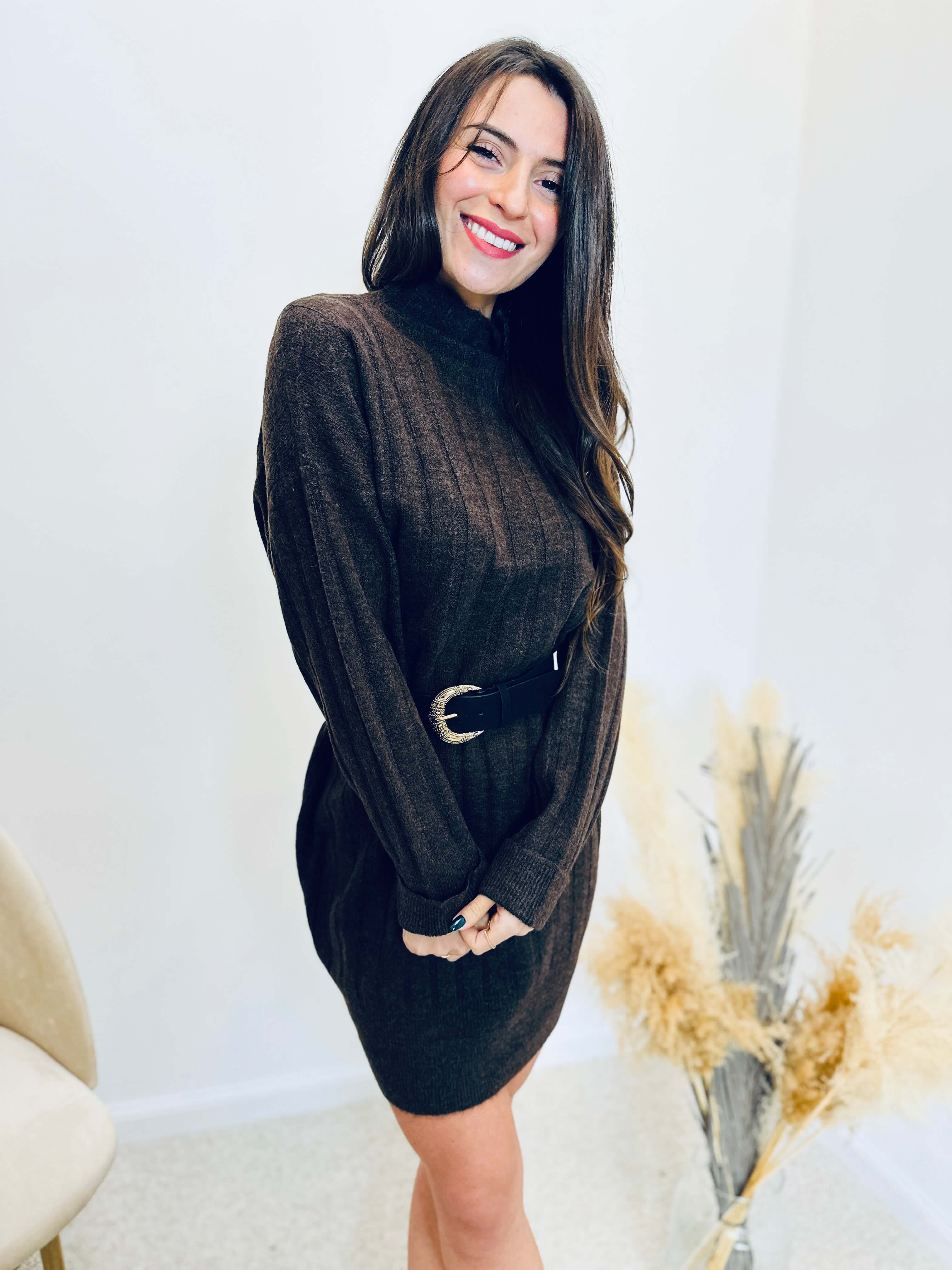 Robe pull marron - CAMILLE
