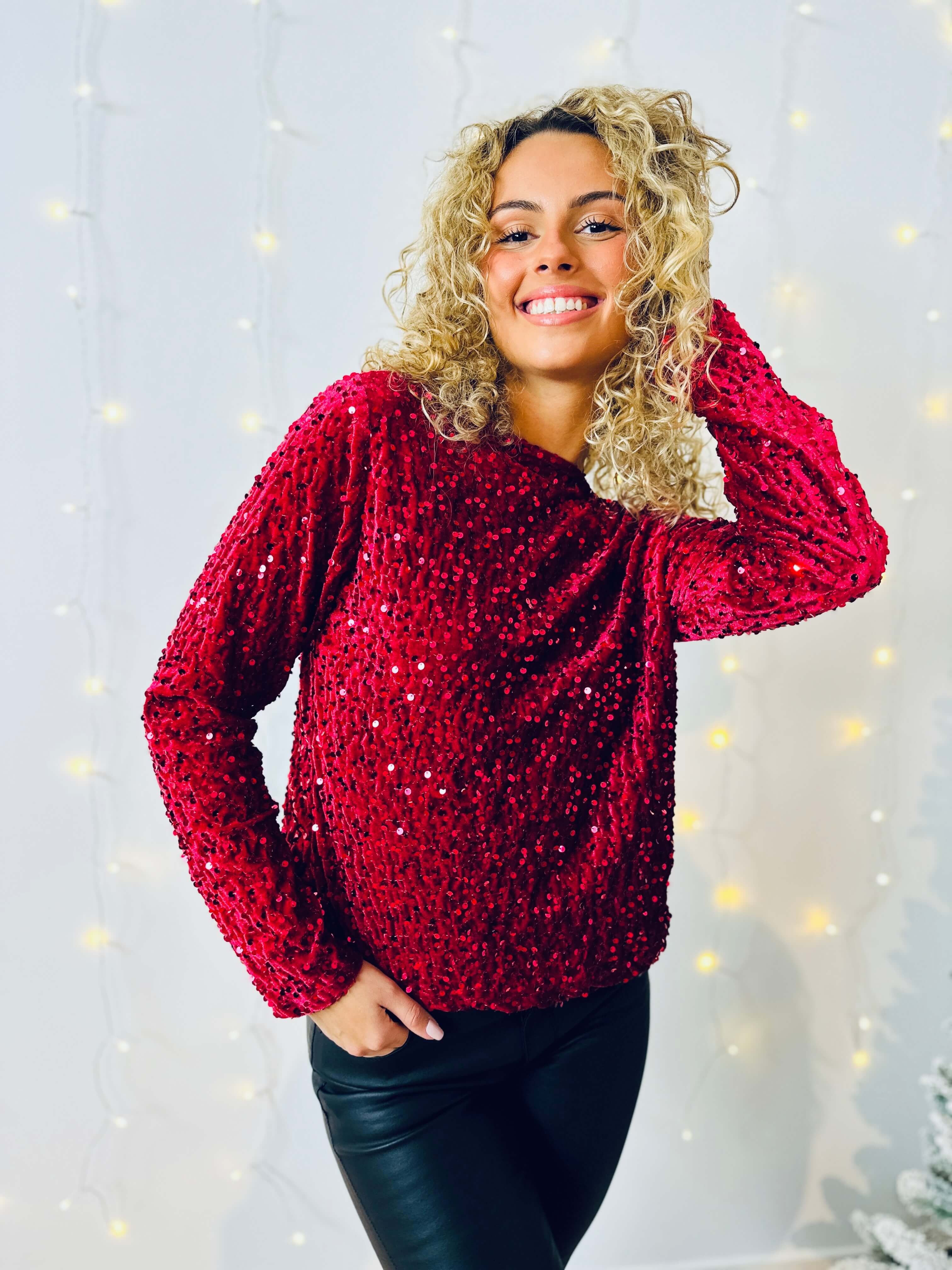 Haut bordeaux à sequin - AUDREY