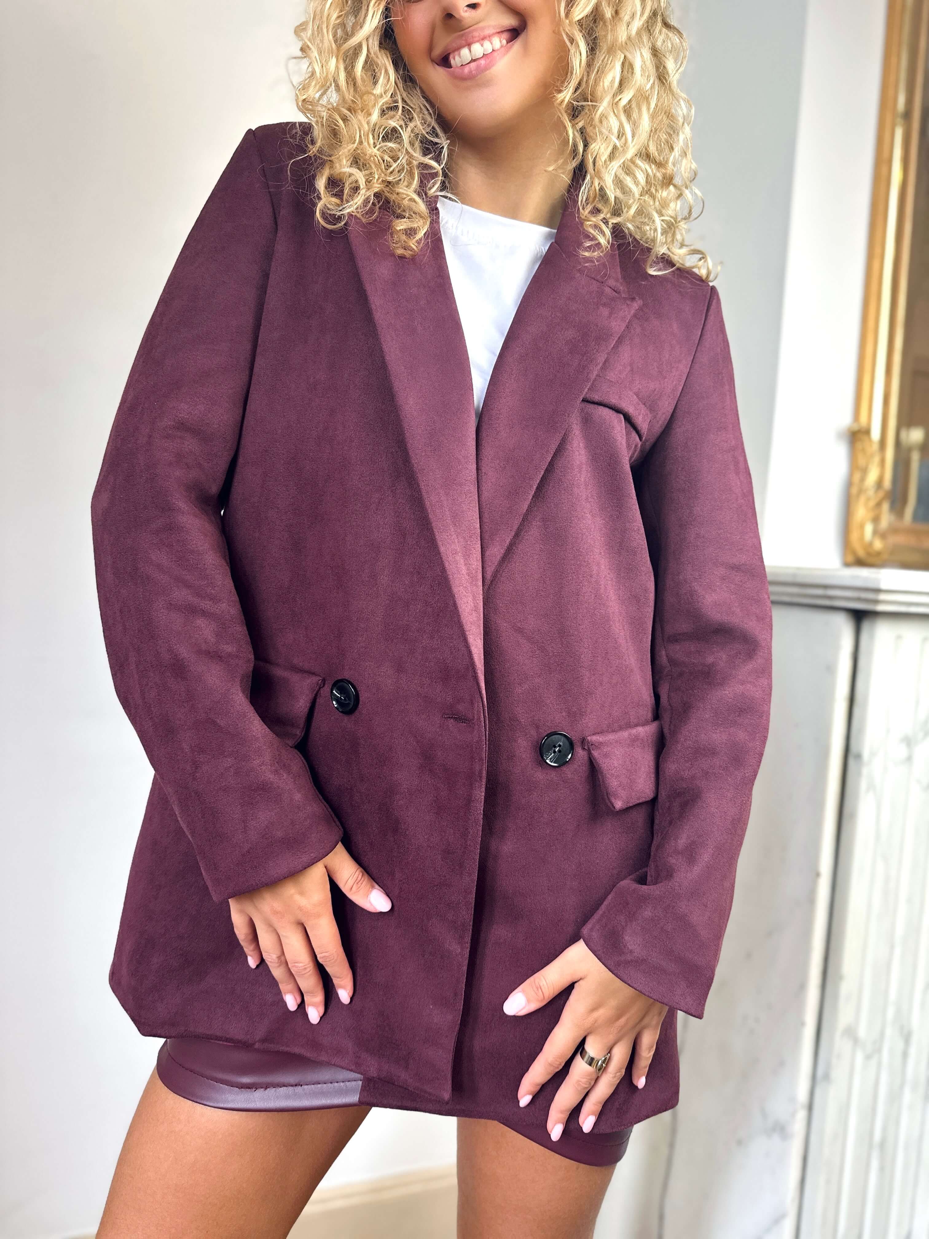 Chaqueta blazer burdeos - PAULINE