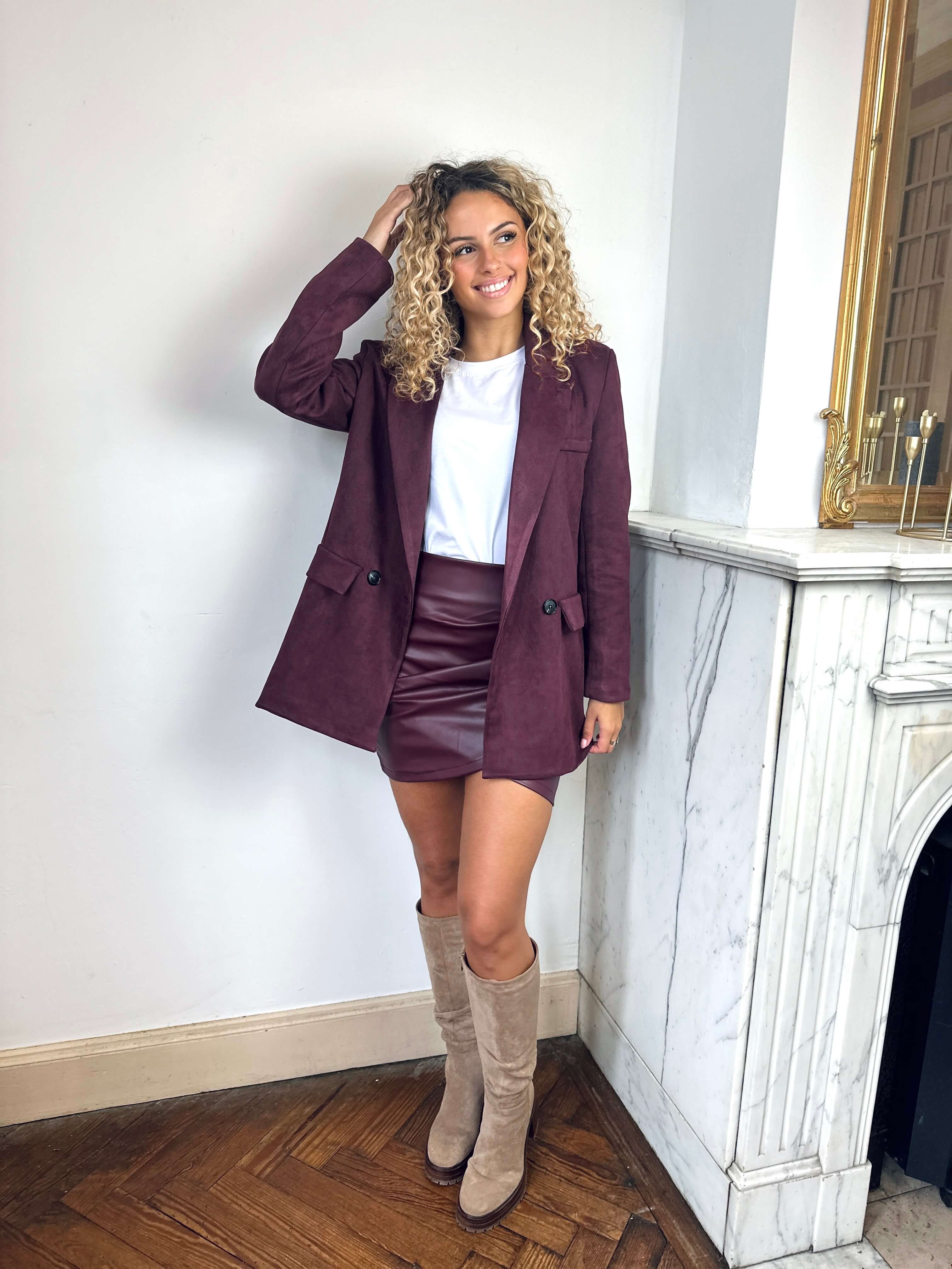 Chaqueta blazer burdeos - PAULINE