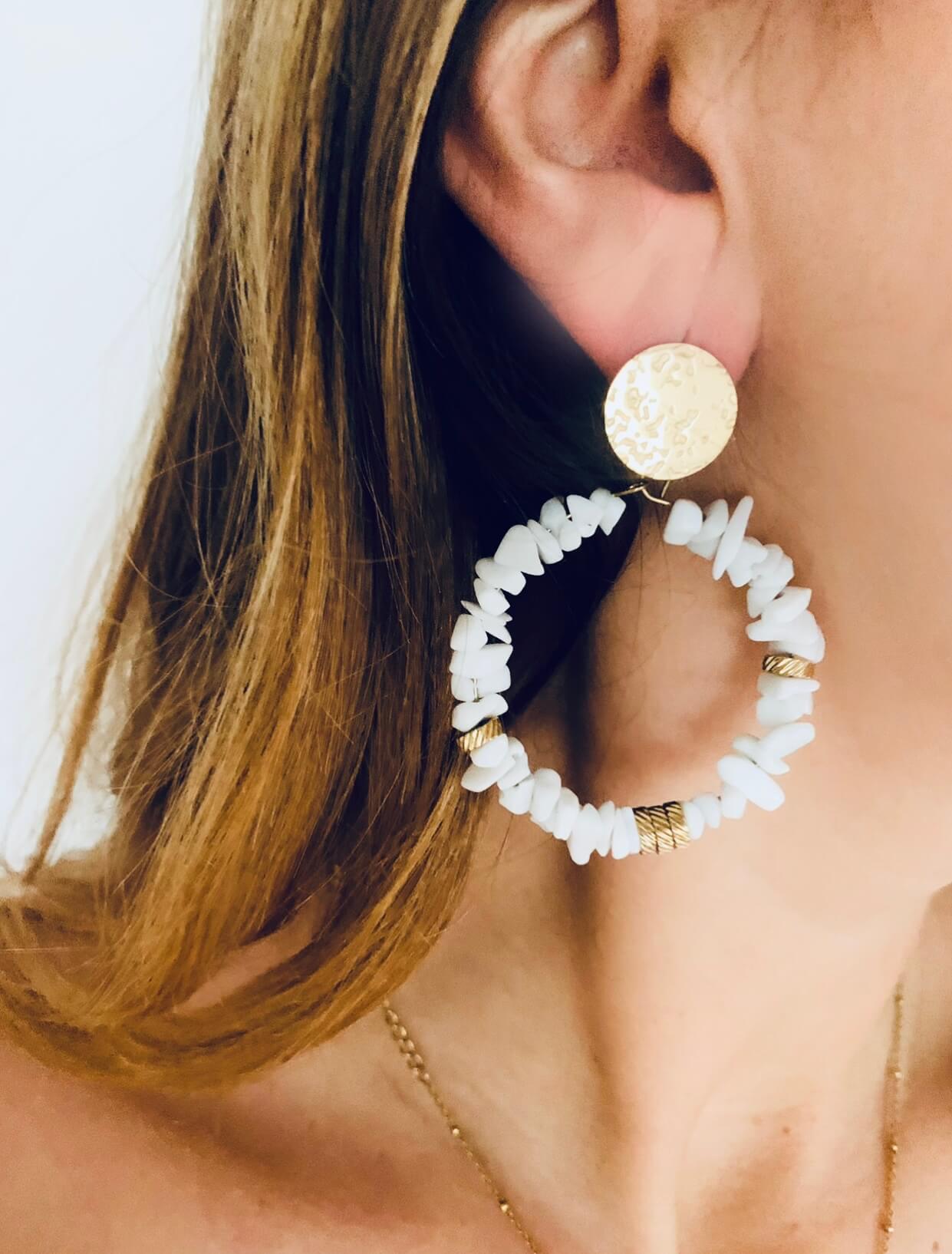 Boucles d'oreilles blanche - LISE