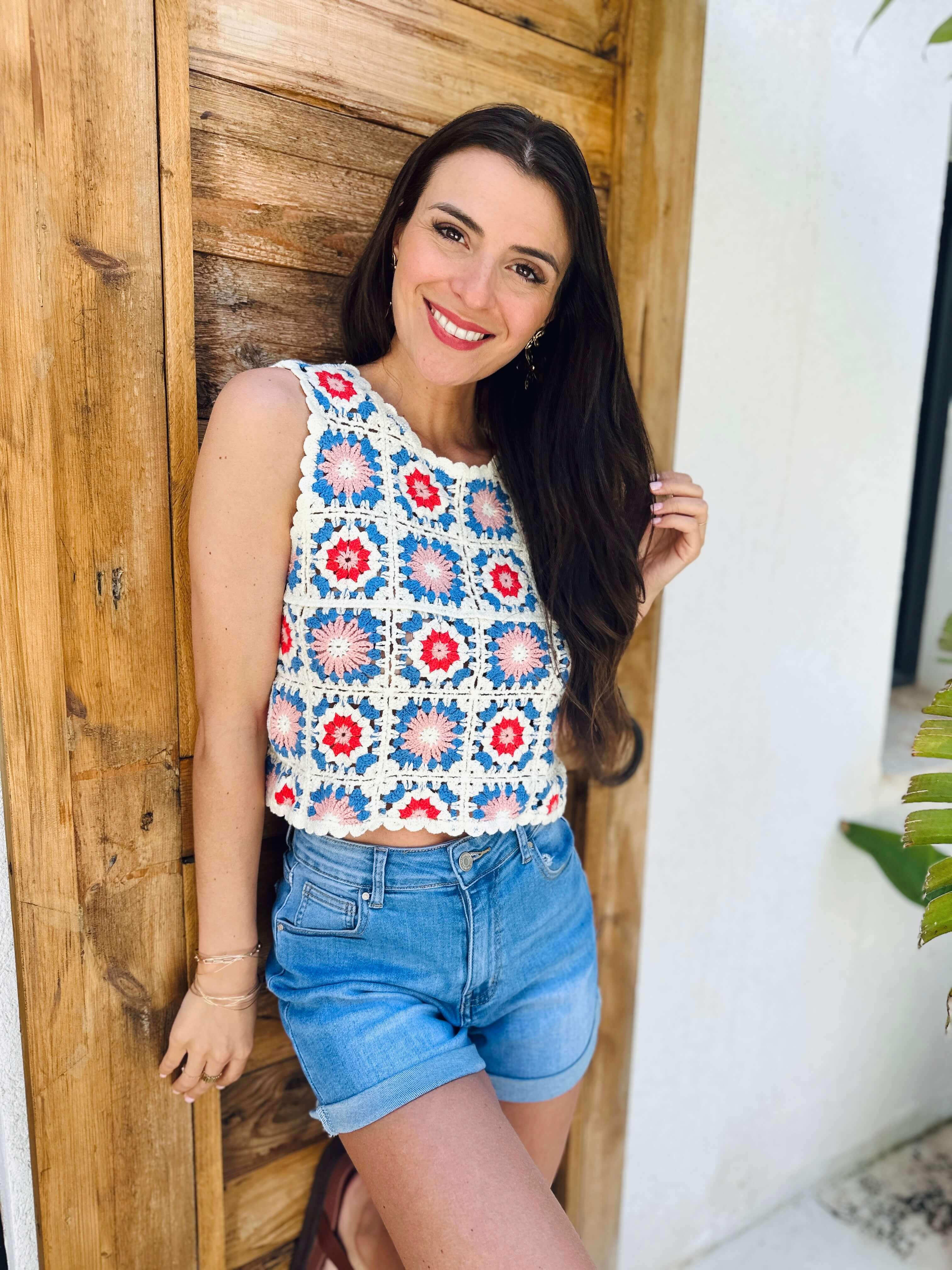 Haut en crochet bleu - MARGOT