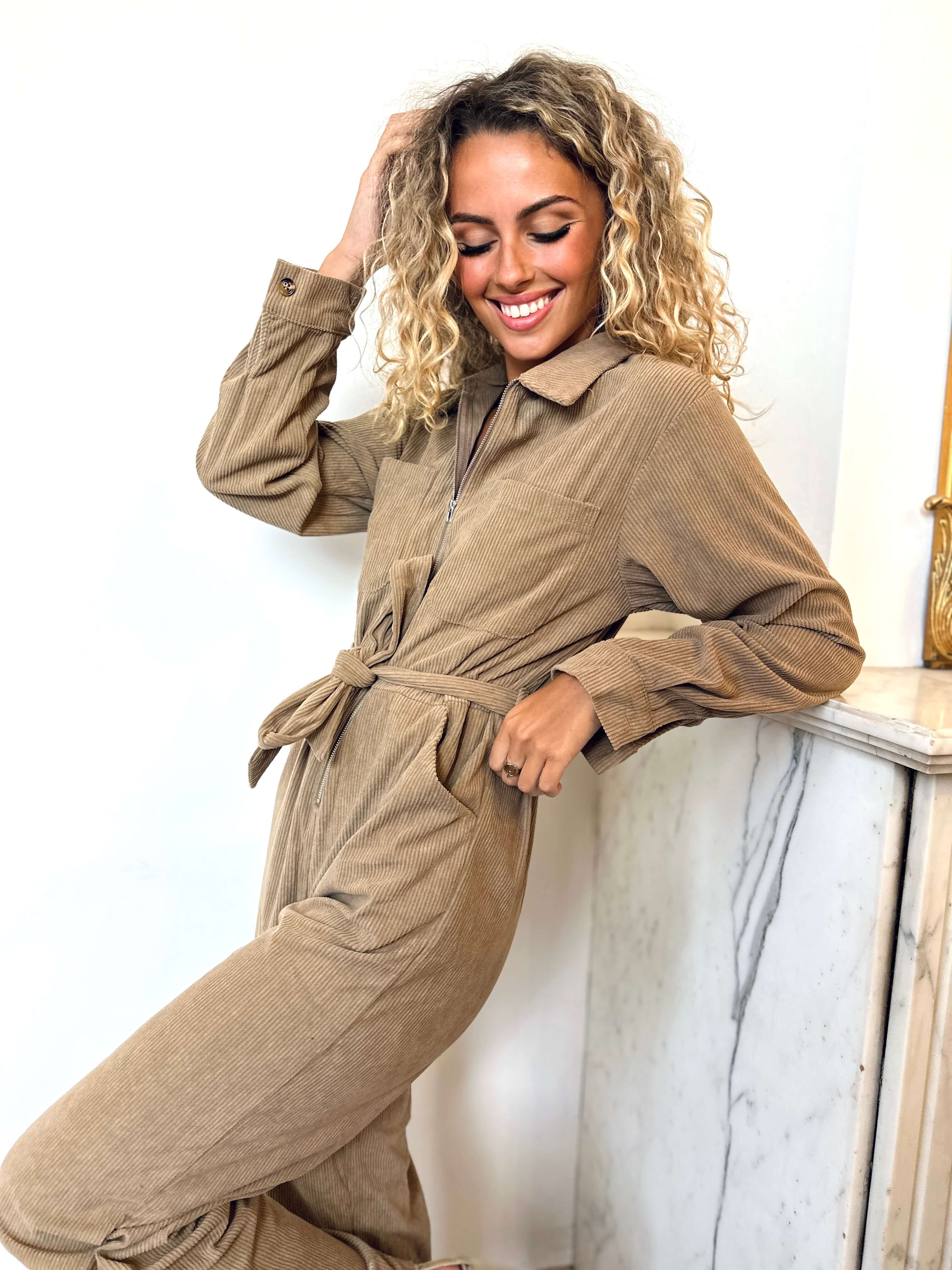 Combinaison en velour côtelé - SABLE