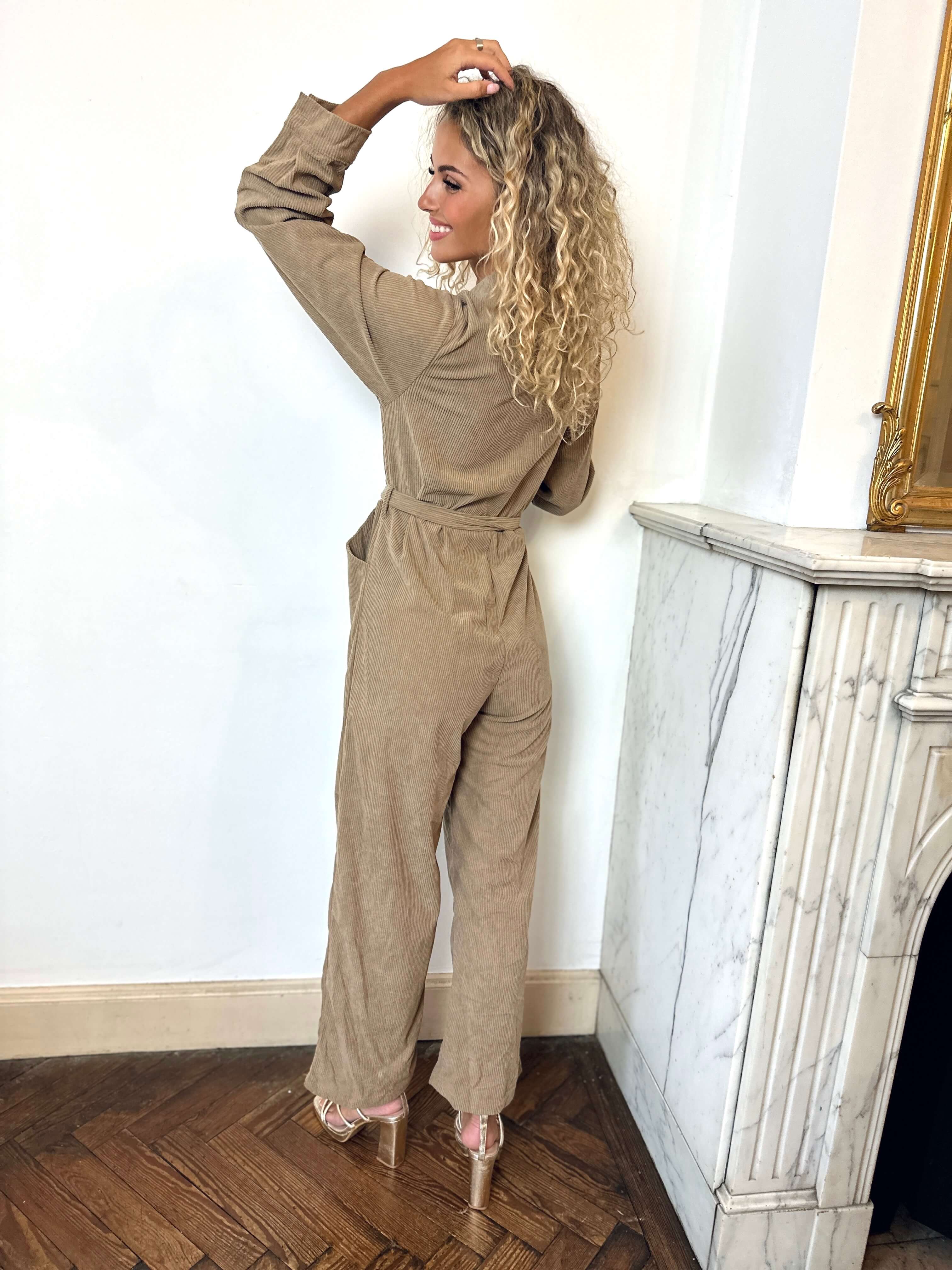 Combinaison en velour côtelé - SABLE