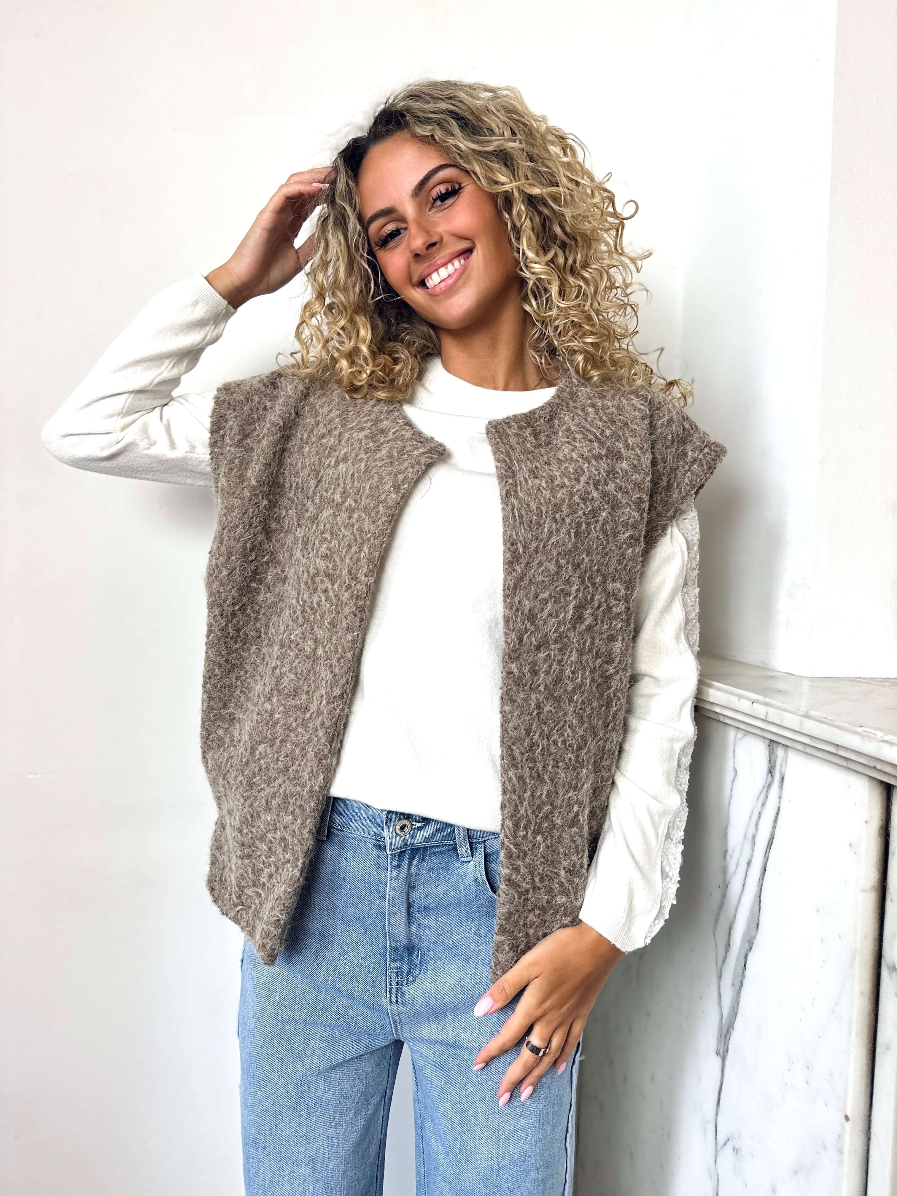Gilet taupe - PAOLA