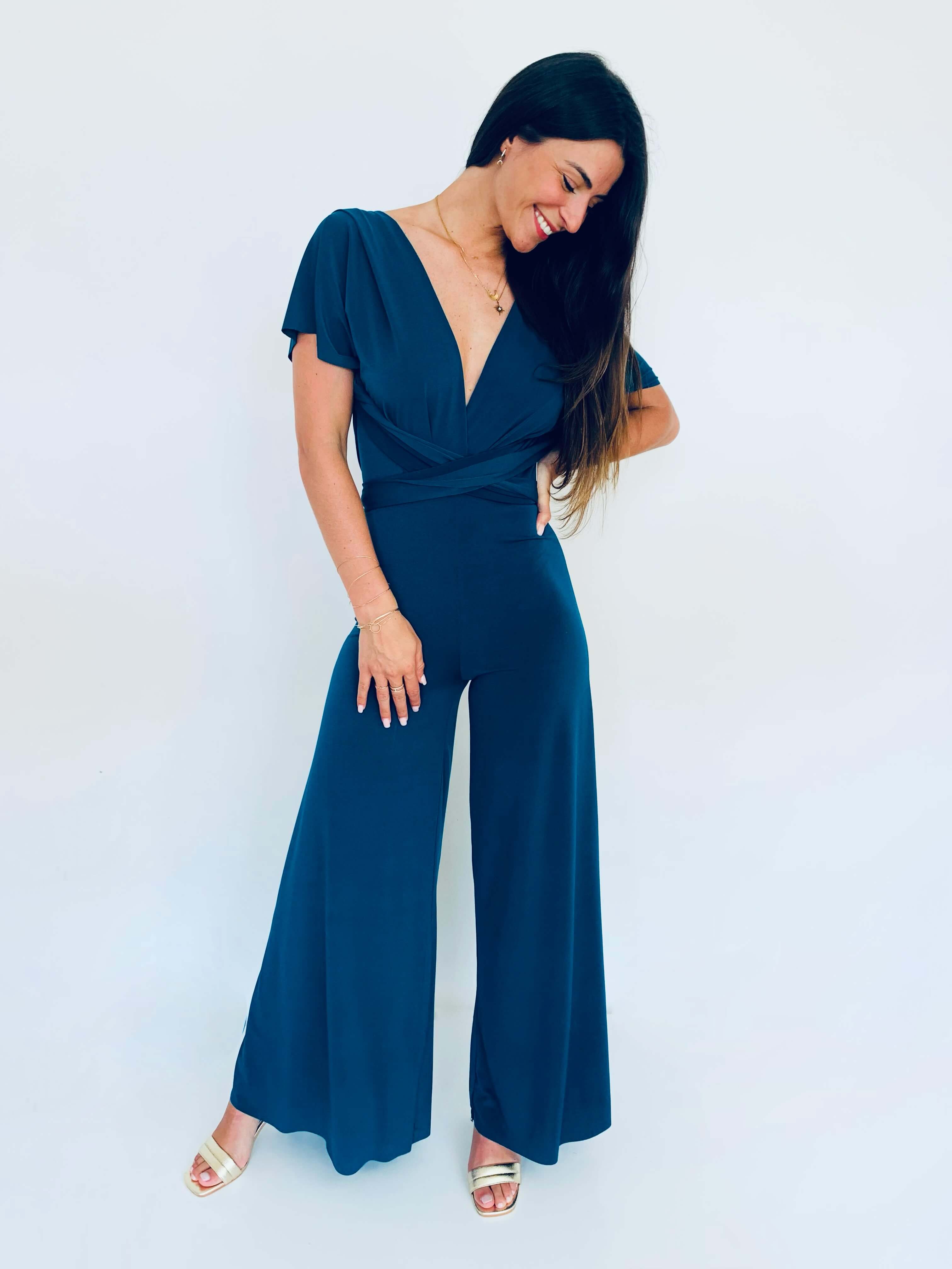 Combinaison pantalon bleu canard - JENNY