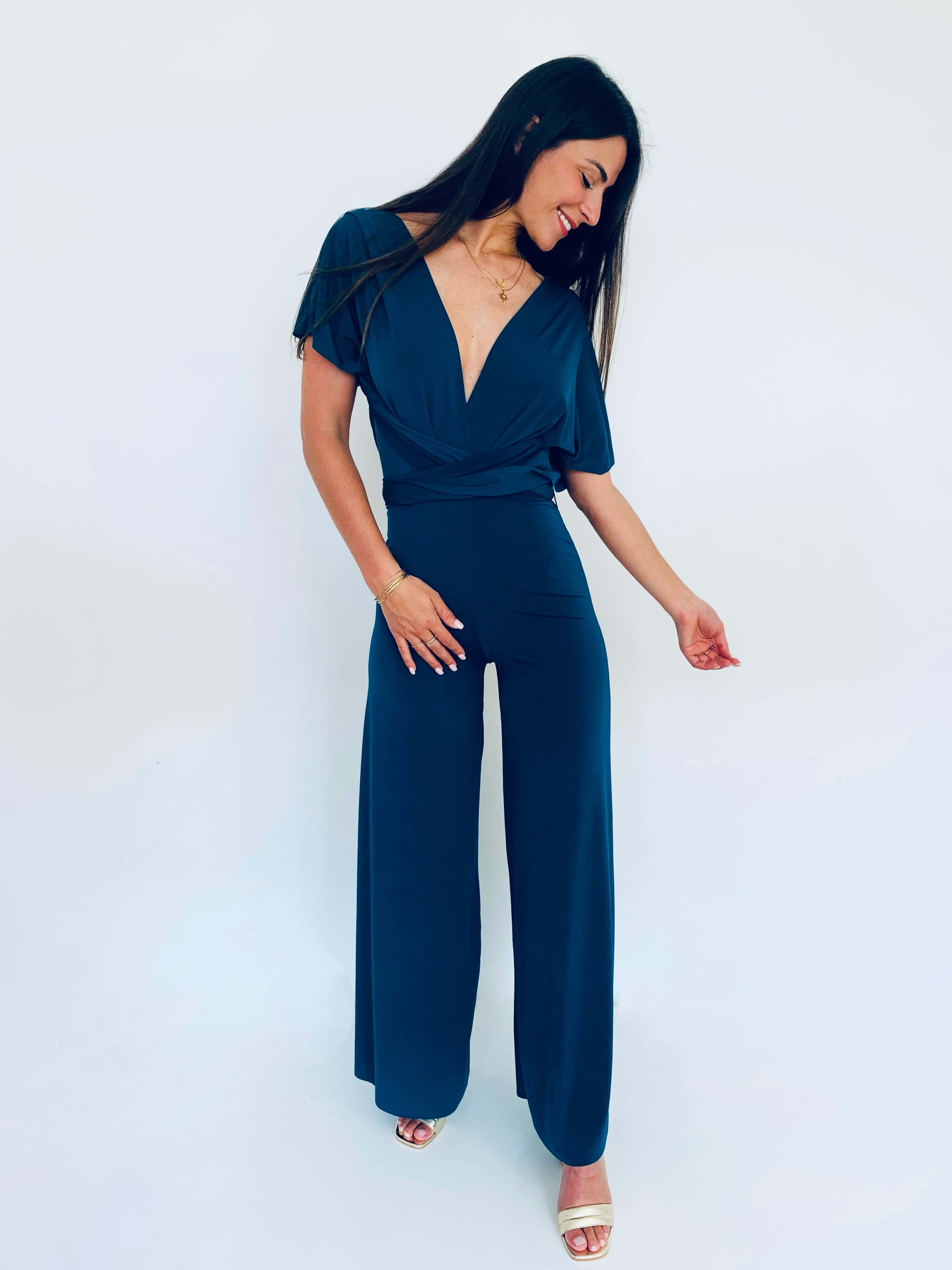 Combinaison pantalon bleu canard - JENNY