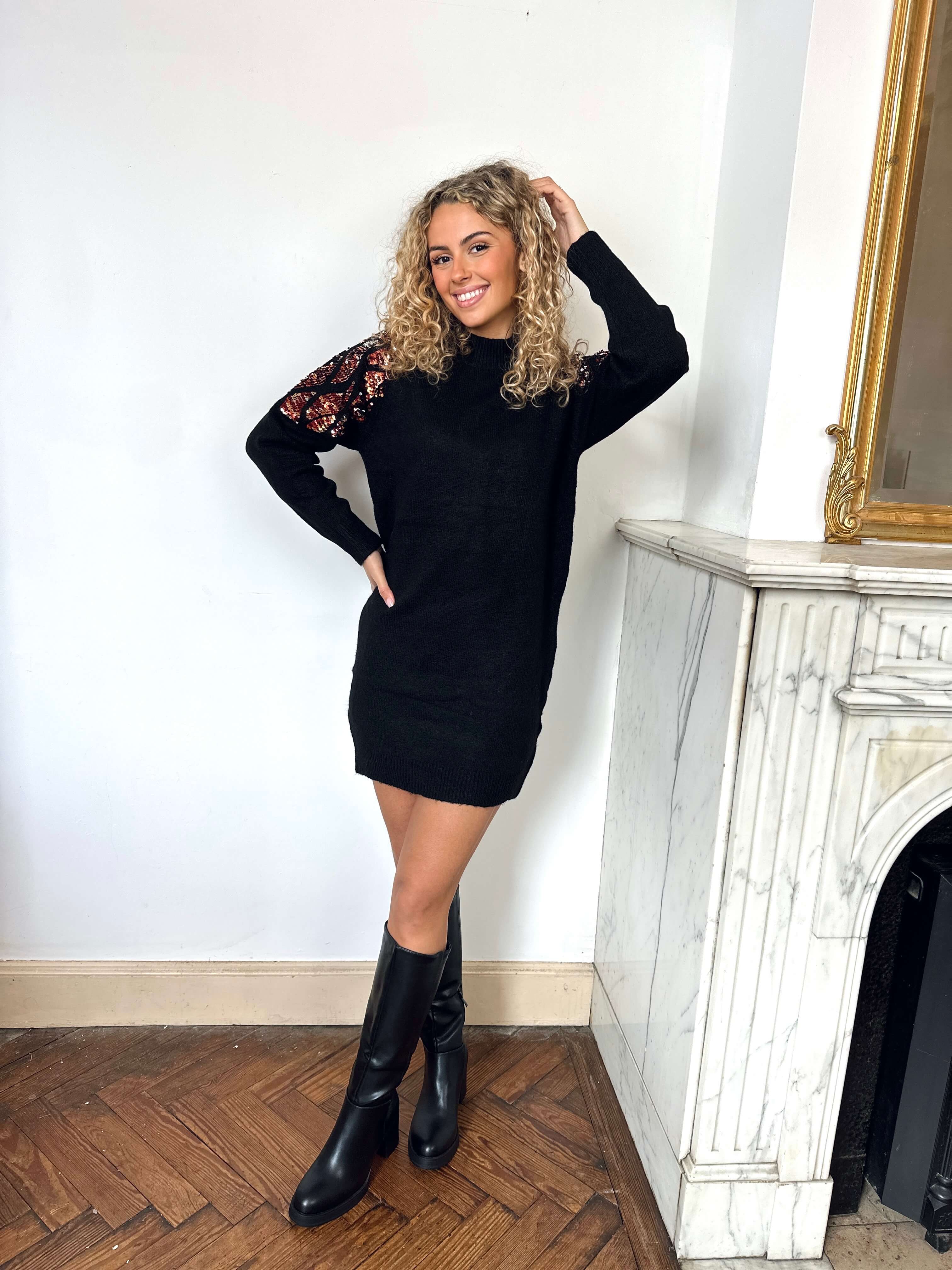 Robe pull noire - ODILE