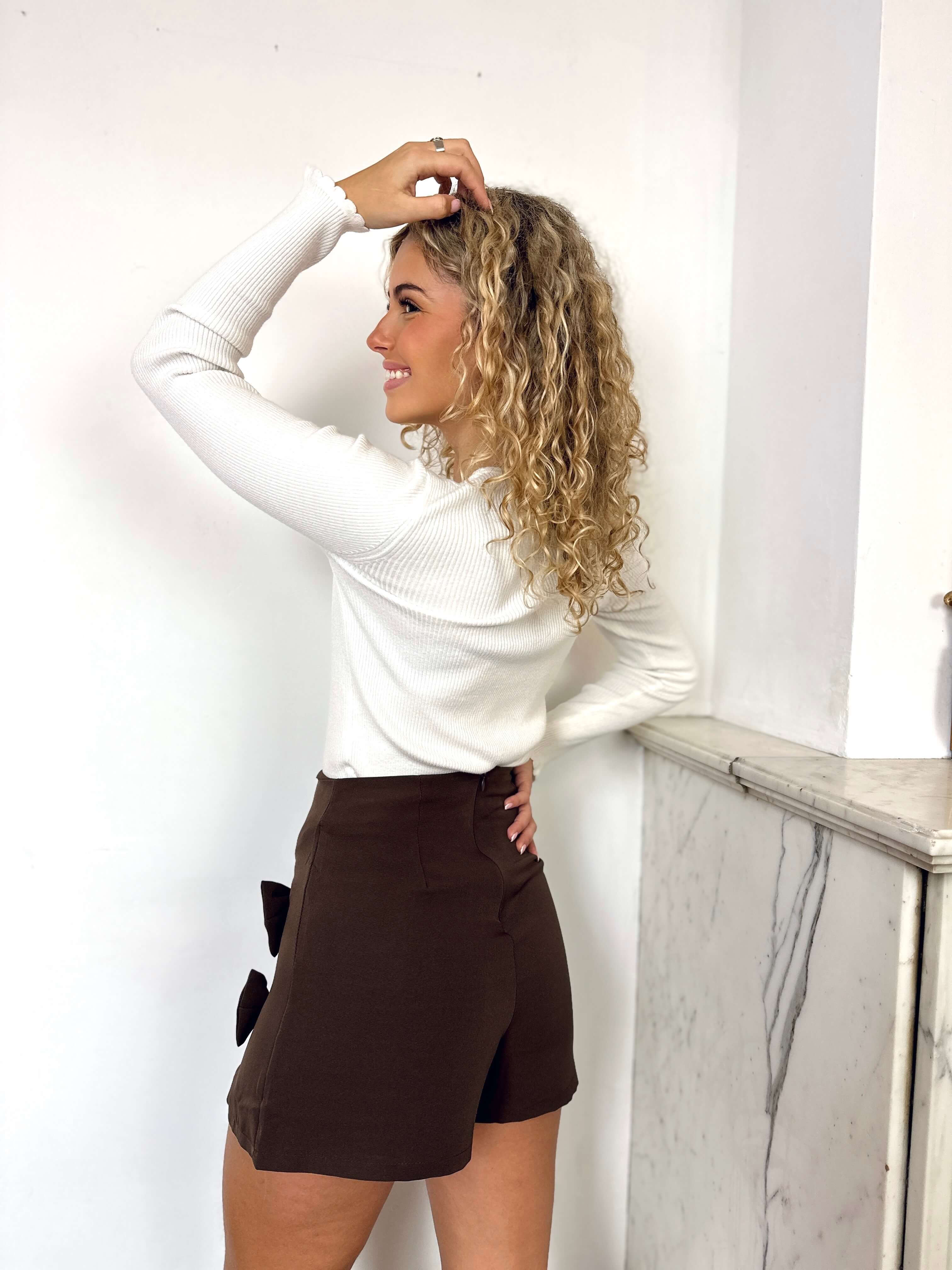 Jupe short chocolat - MILA