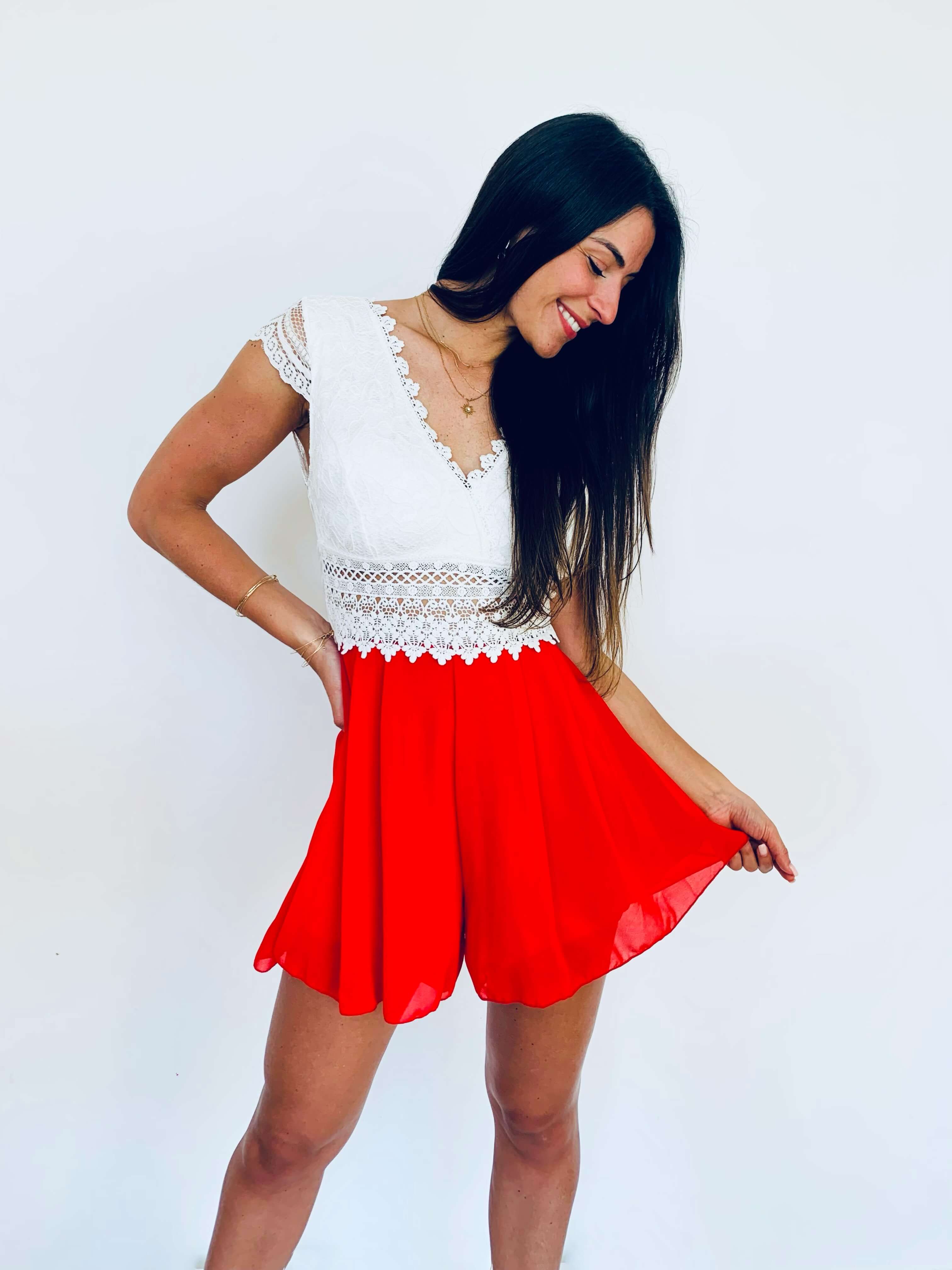 Combishort rouge - CLELIA