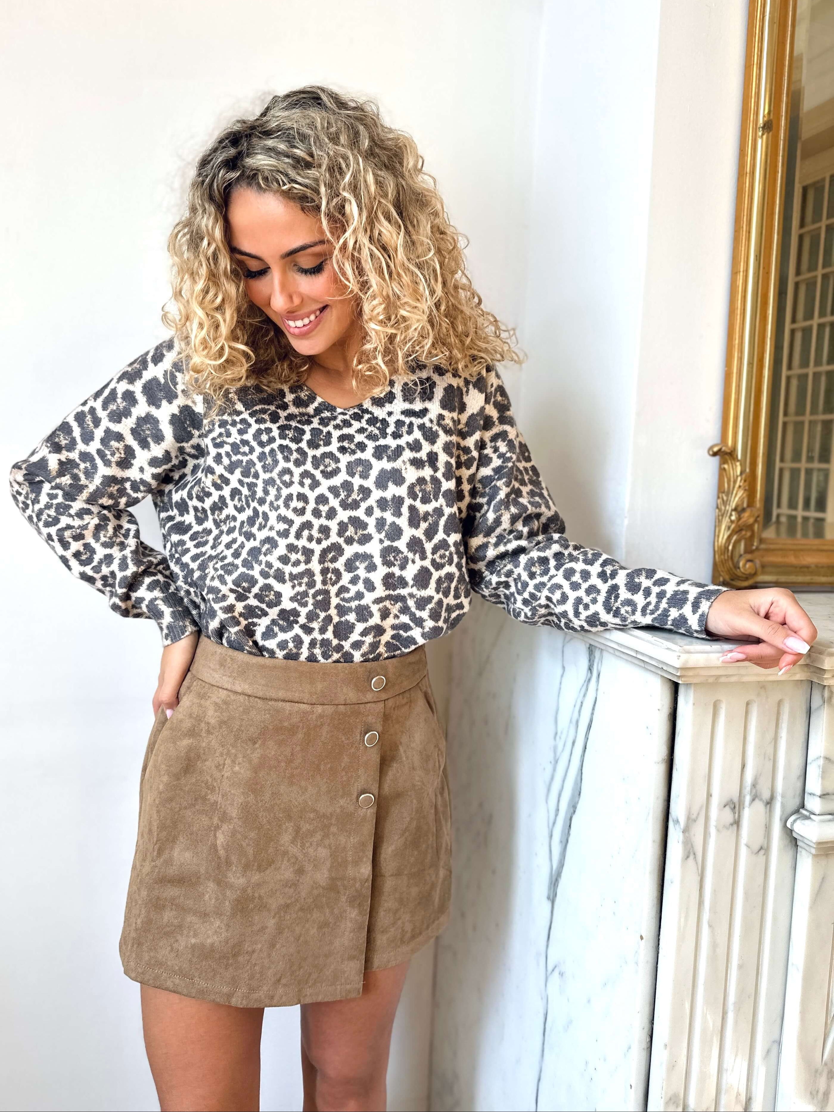 Jupe short taupe - SAVANA