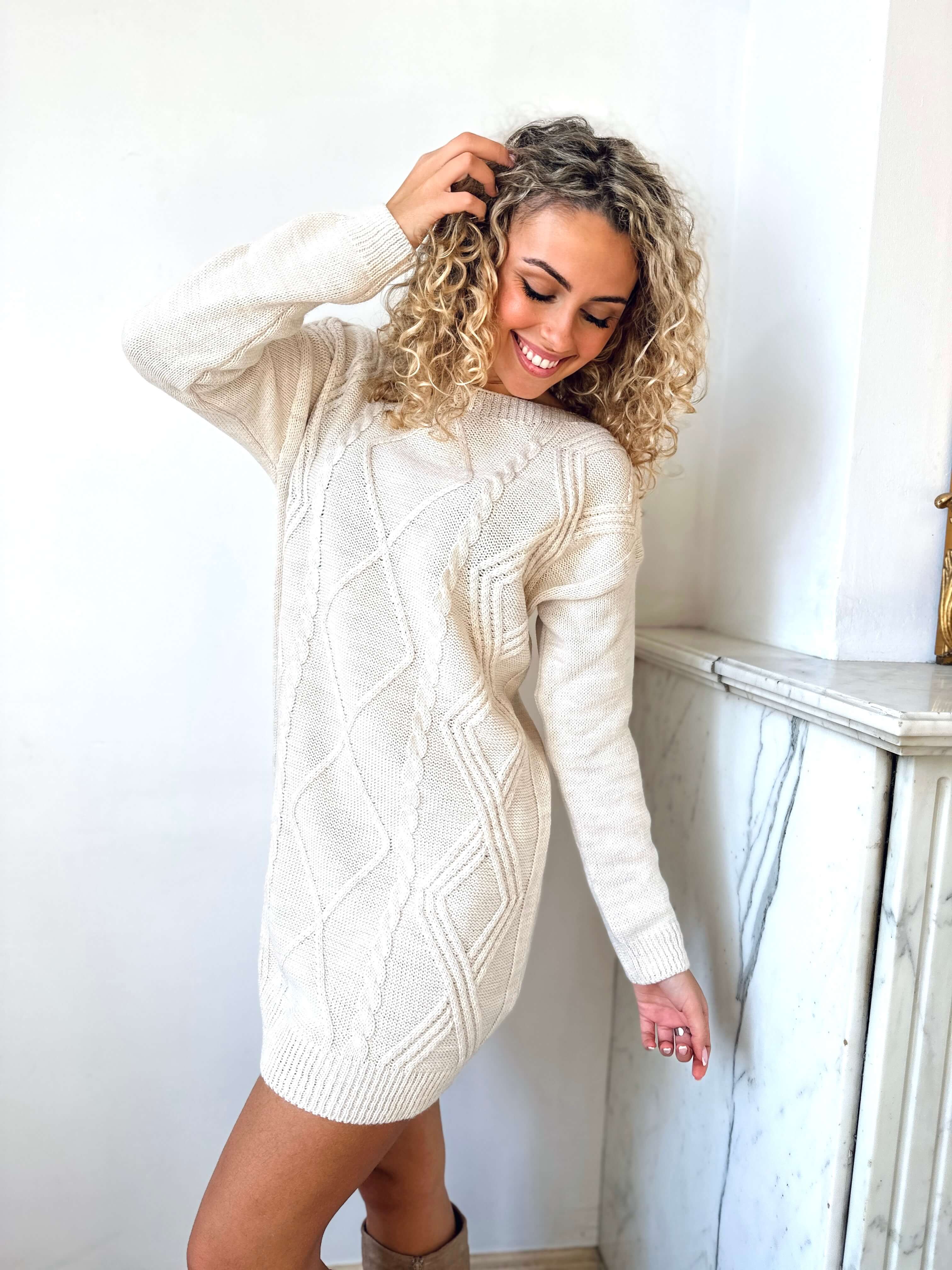 Robe pull beige - MILA