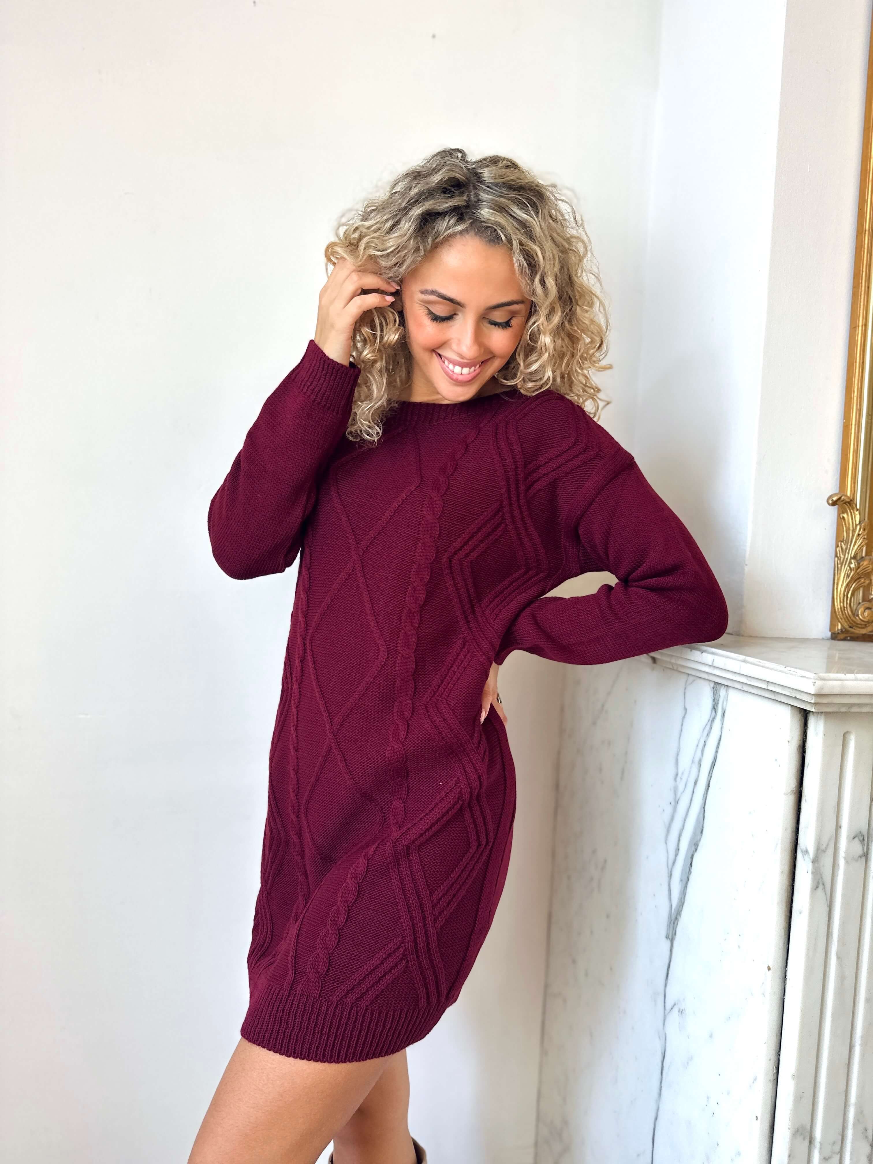 Robe pull bordeaux - MILA
