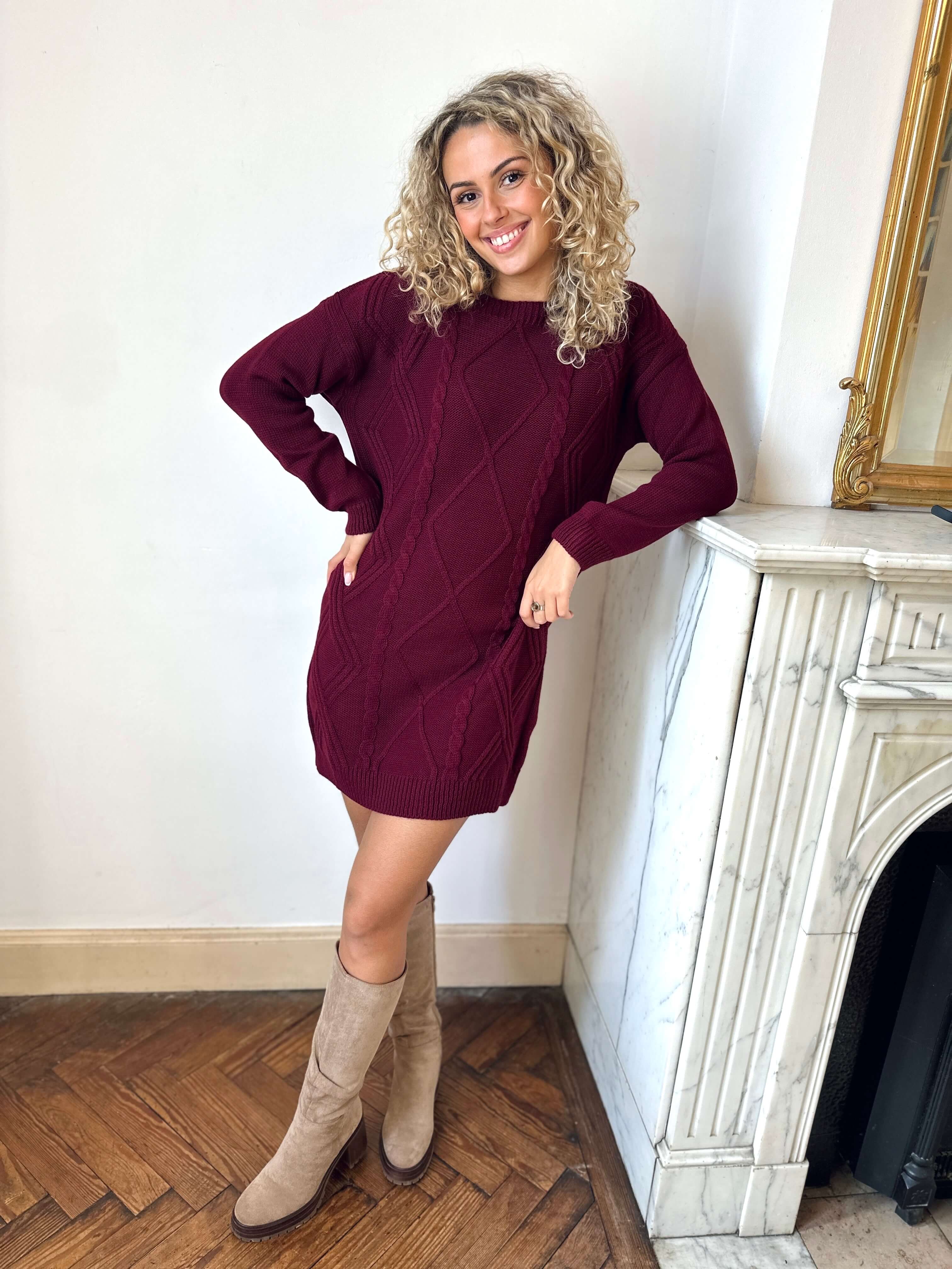 Robe pull bordeaux - MILA