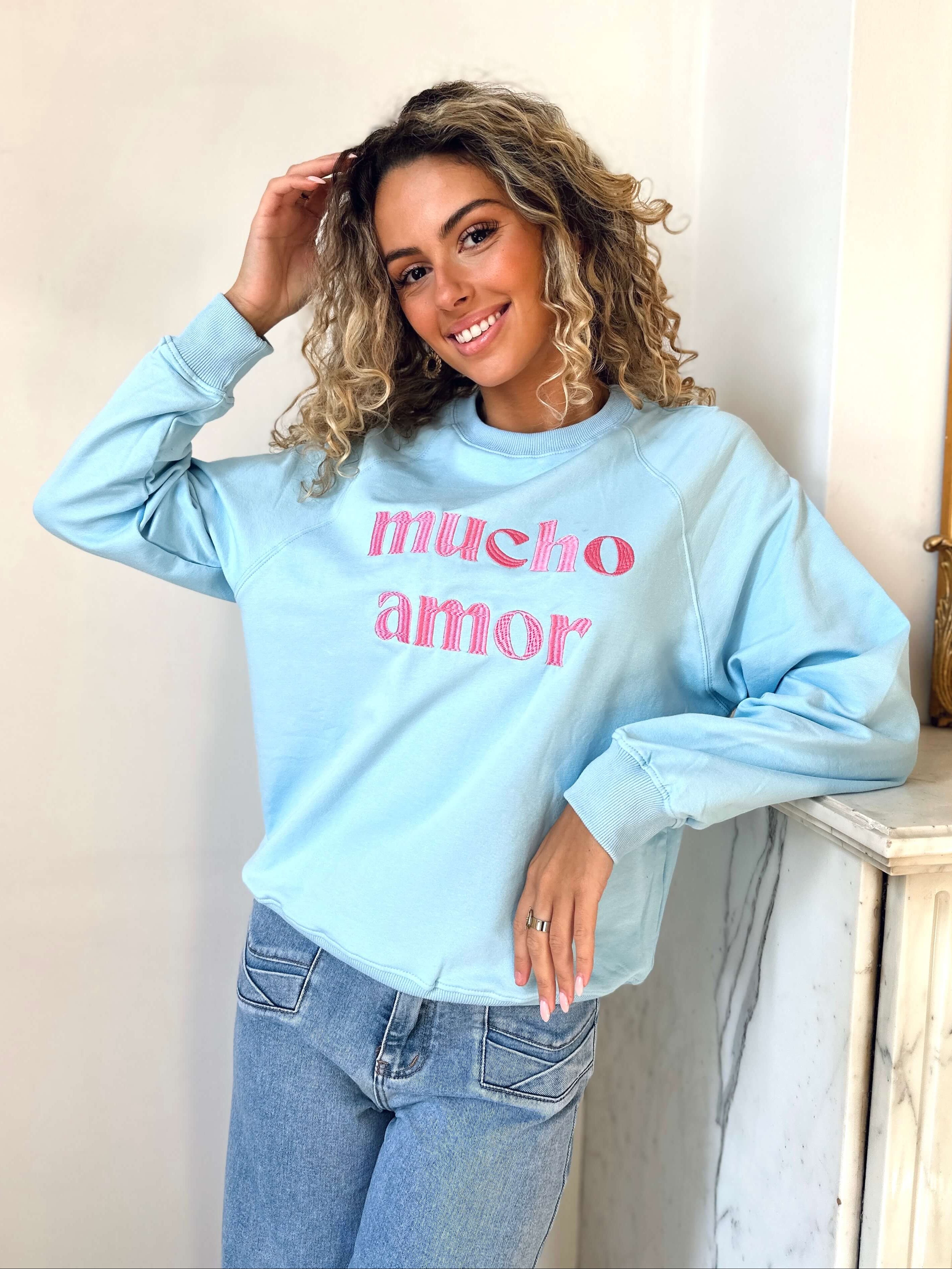 Pull bleu ciel - MUCHO AMOR