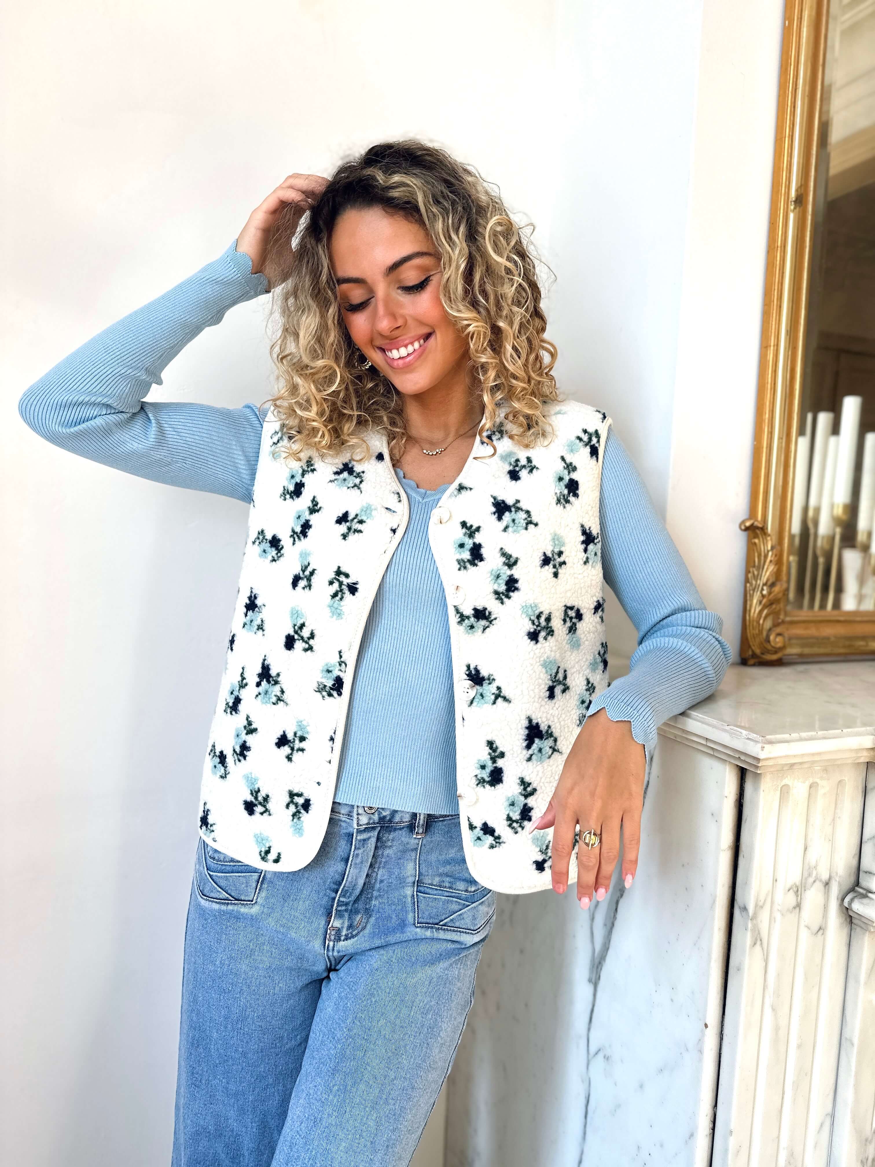 Gilet - BLUE FLOWERS