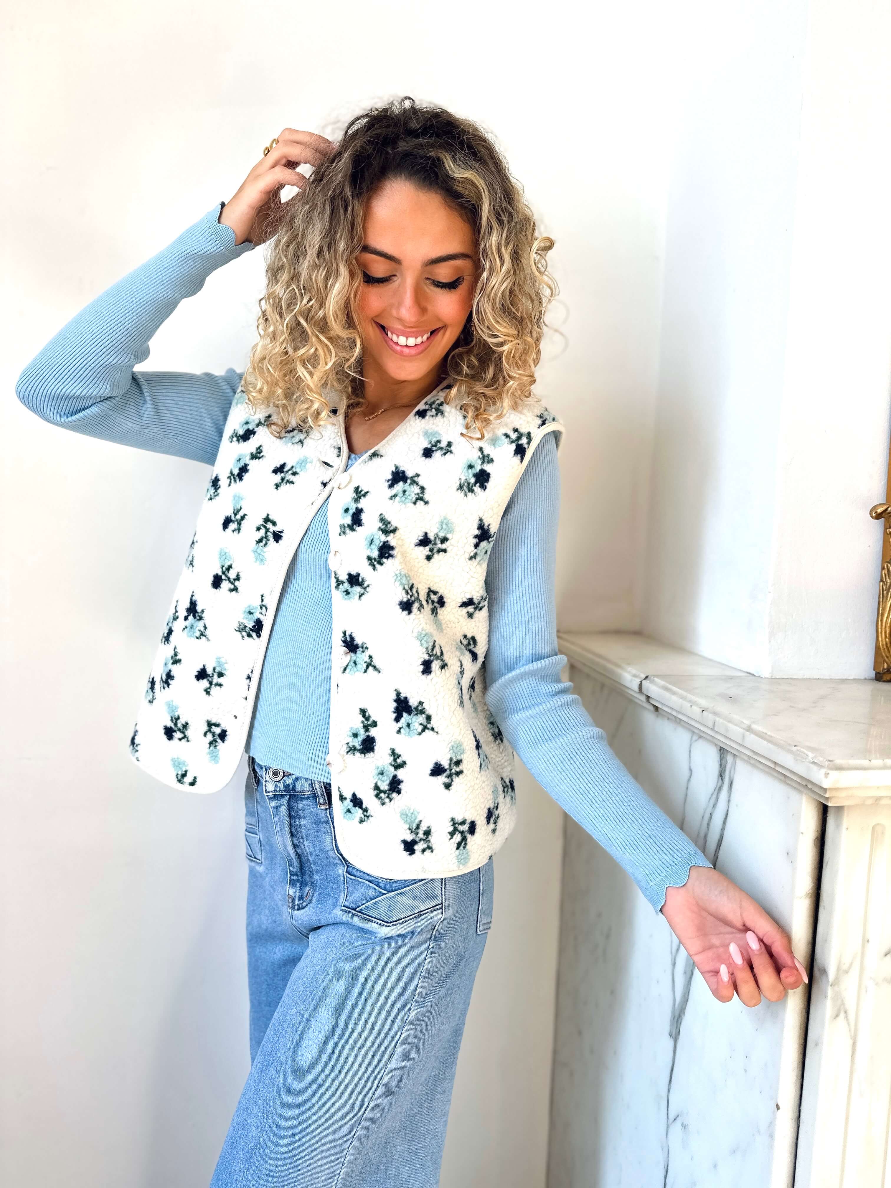 Gilet - BLUE FLOWERS
