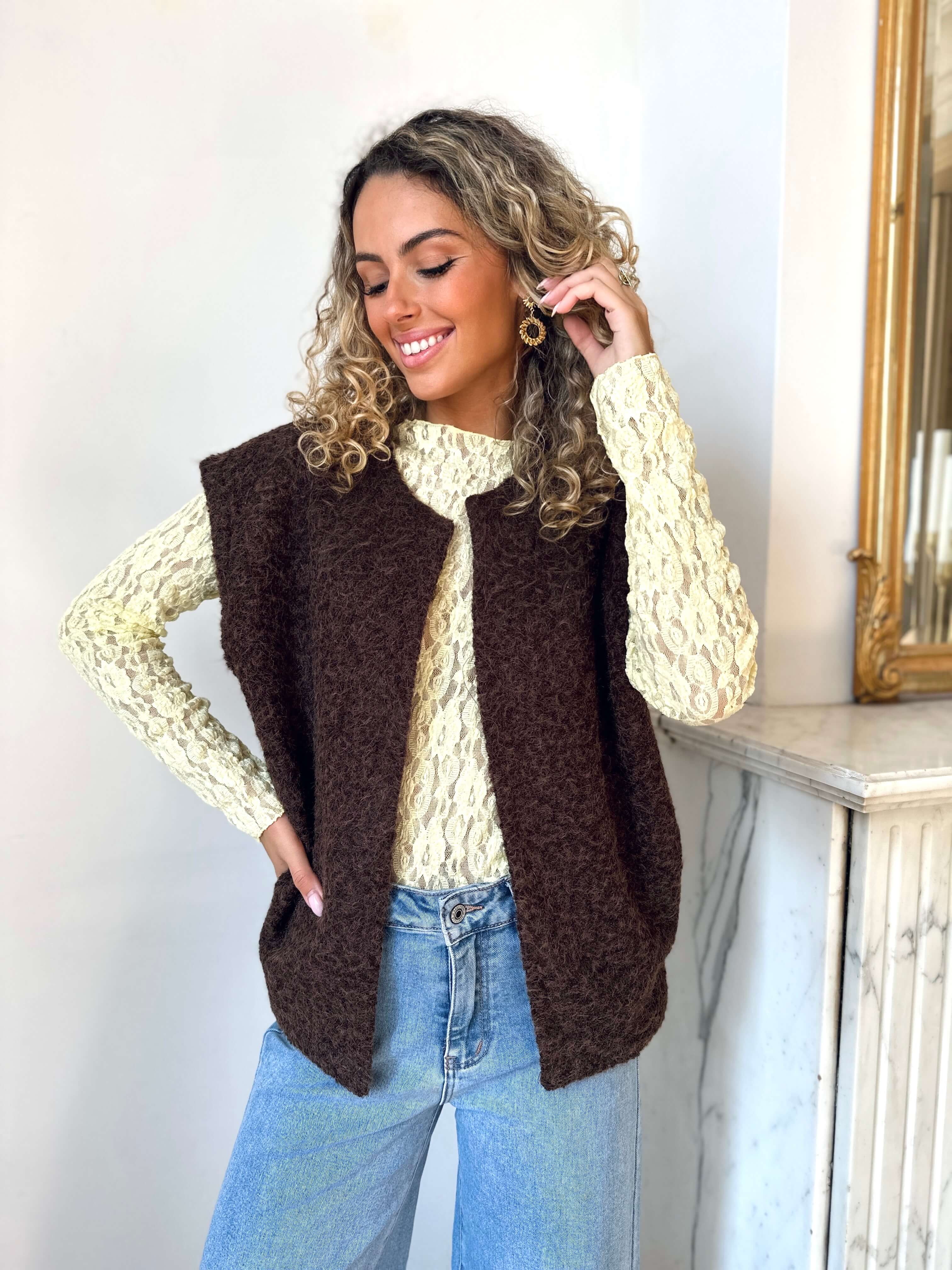 Gilet chocolat - PAOLA