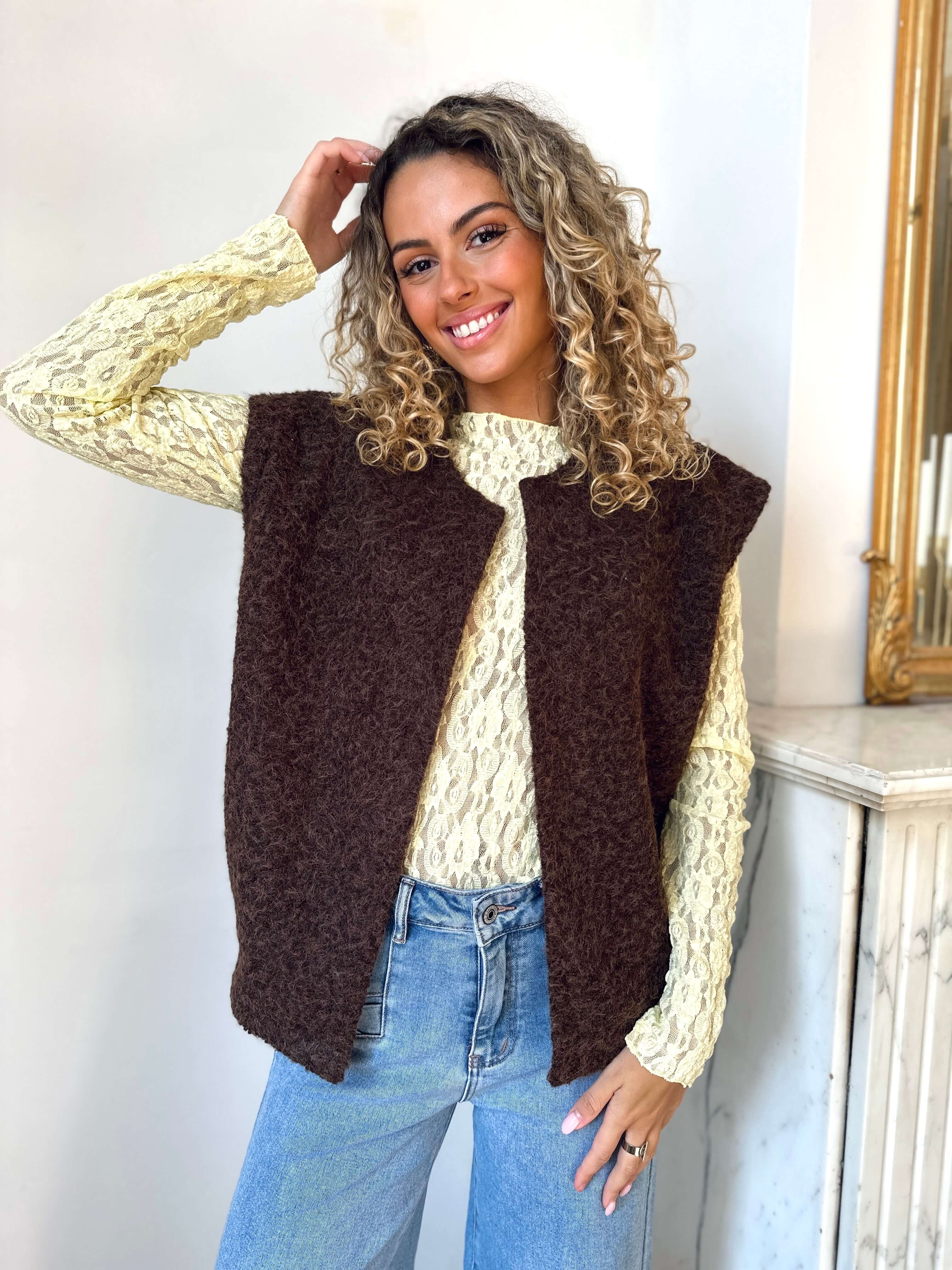 Gilet chocolat - PAOLA