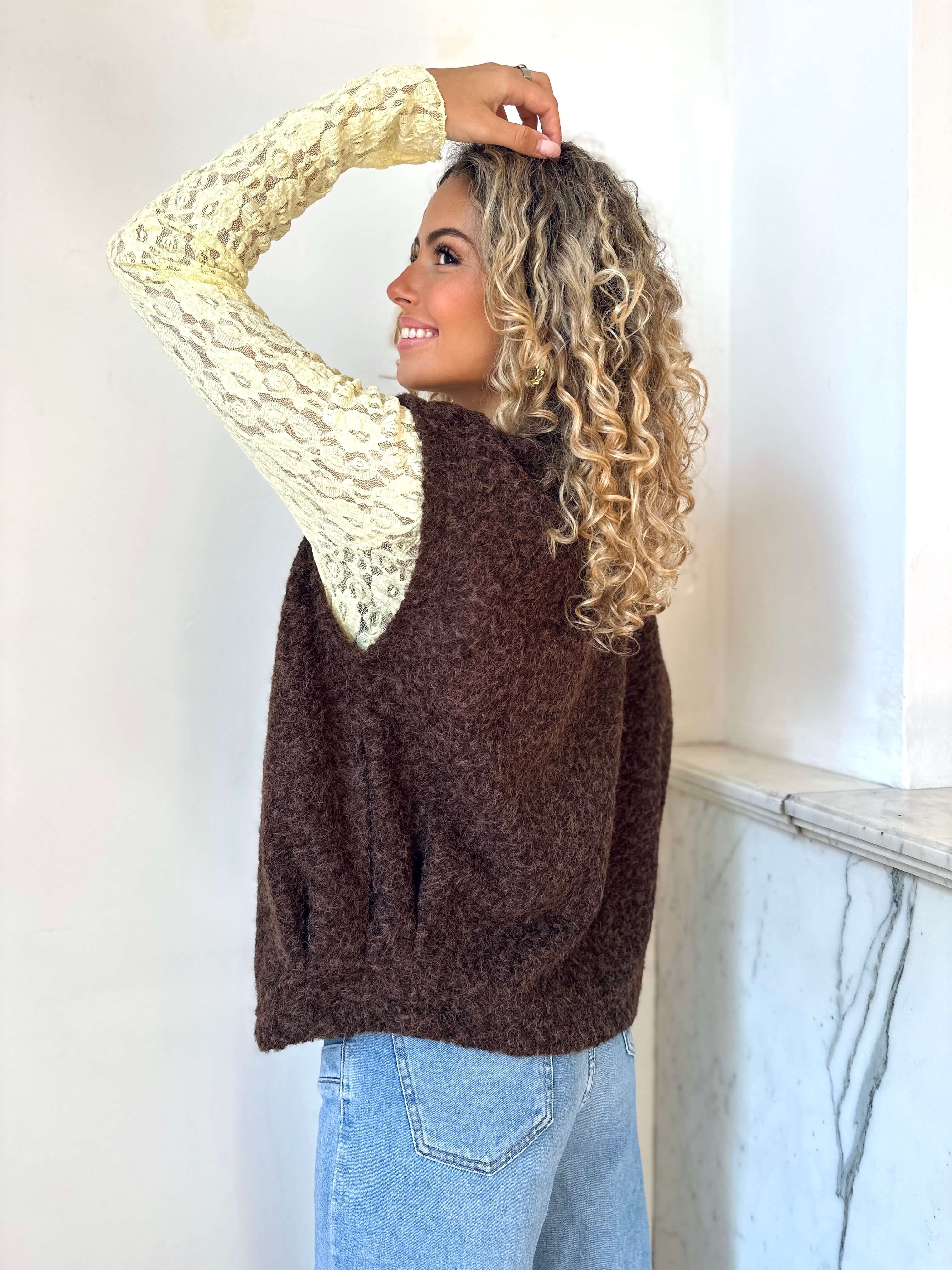 Gilet chocolat - PAOLA