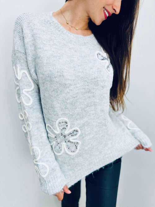 Pull gris  FLOWERS