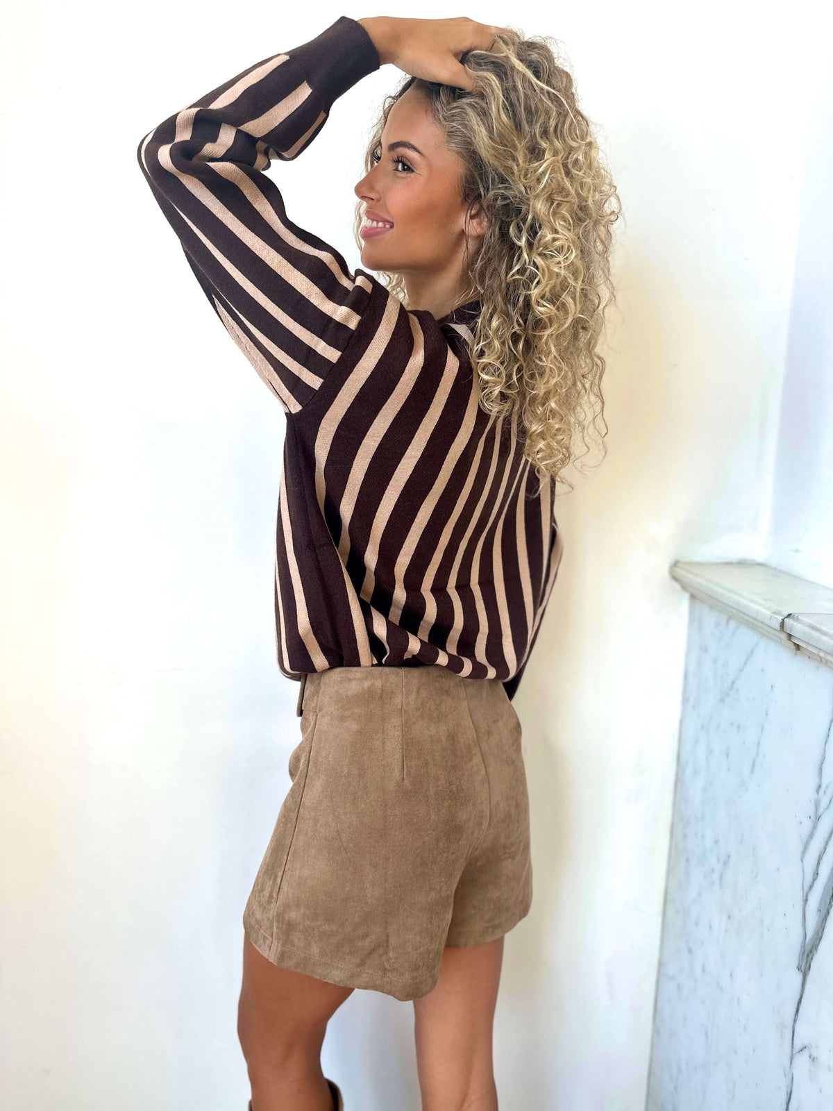 Gilet rayé chocolat - CAMILLE