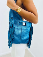Sac en cuir bleu - EMMA
