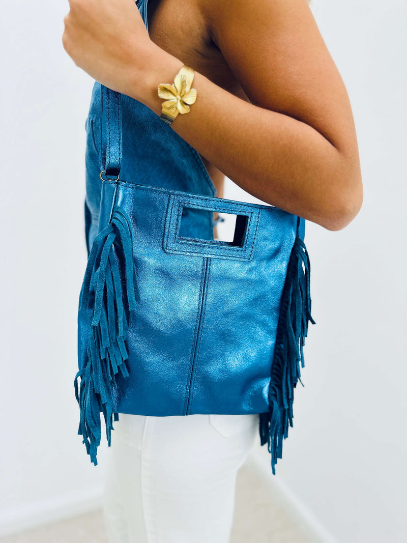Sac en cuir bleu - EMMA