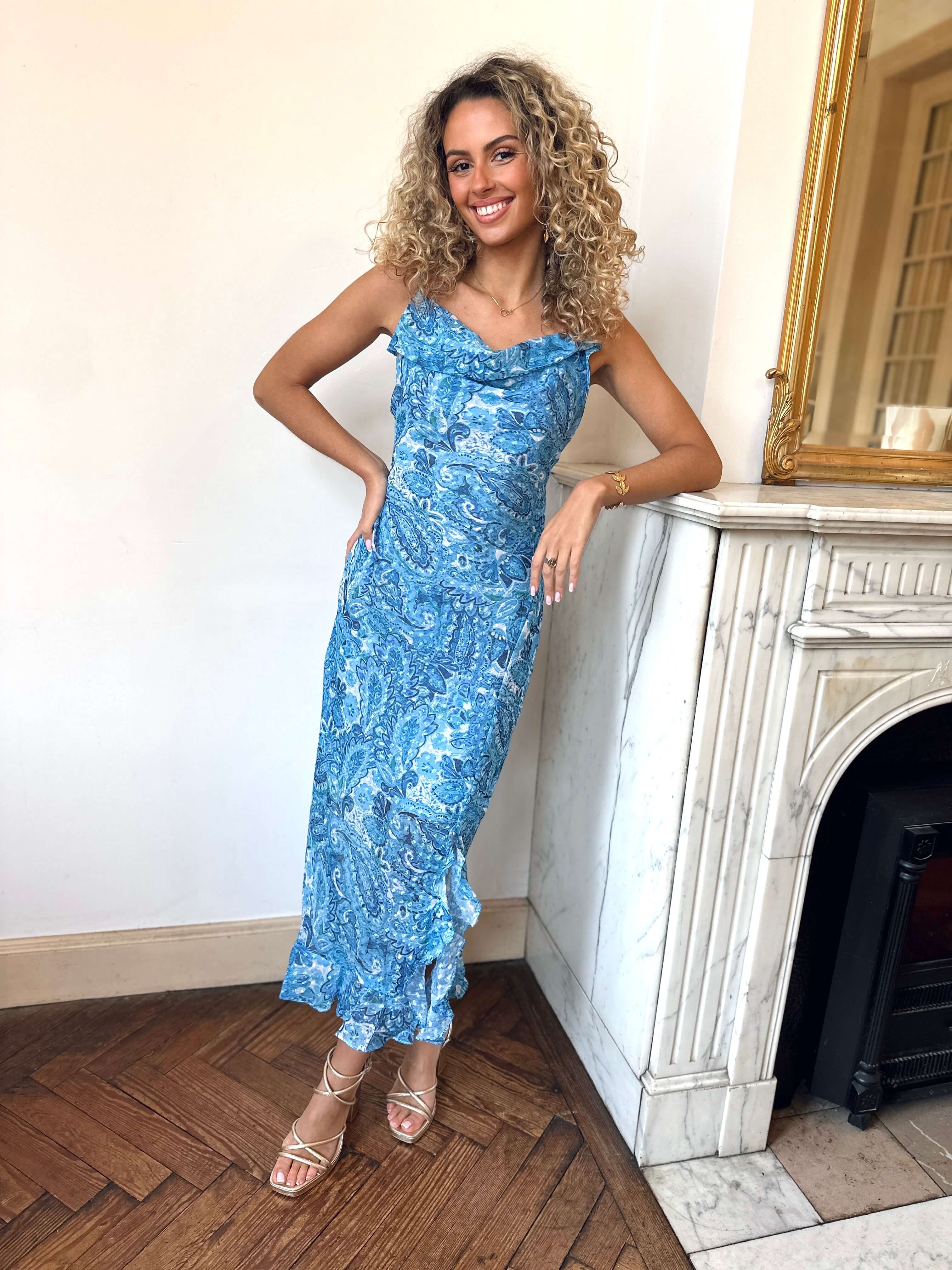 Robe longue dos nu - AZUR PAISLEY