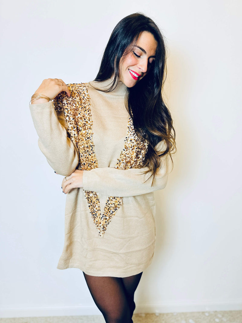 Robe pull beige - ALINA