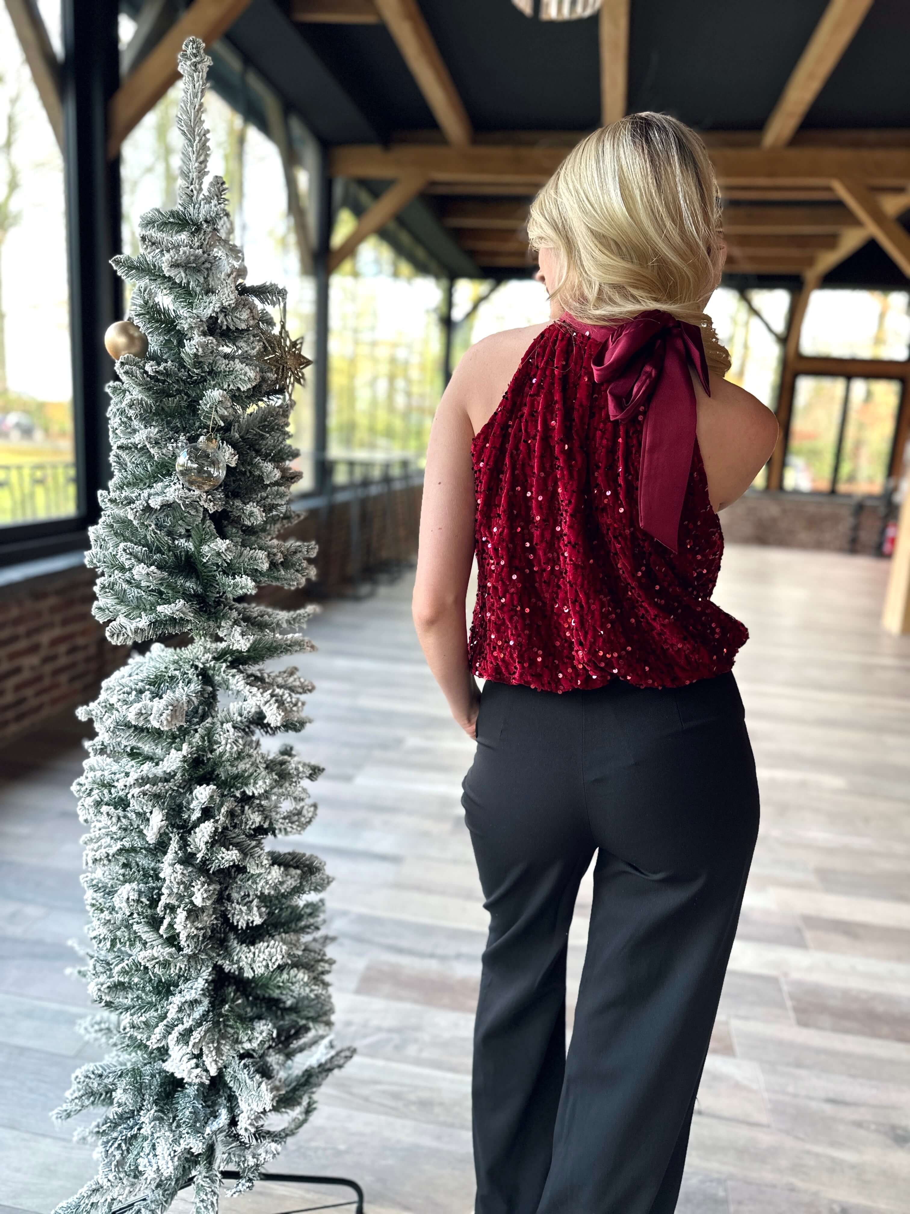 Top con lentejuelas burdeos - TINA